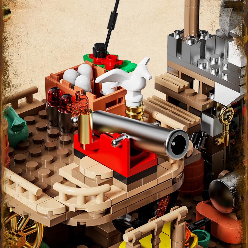 RiceBlock Pirate Town House Building Sets – 943 Pieces | Pirate Wharf Supply Center