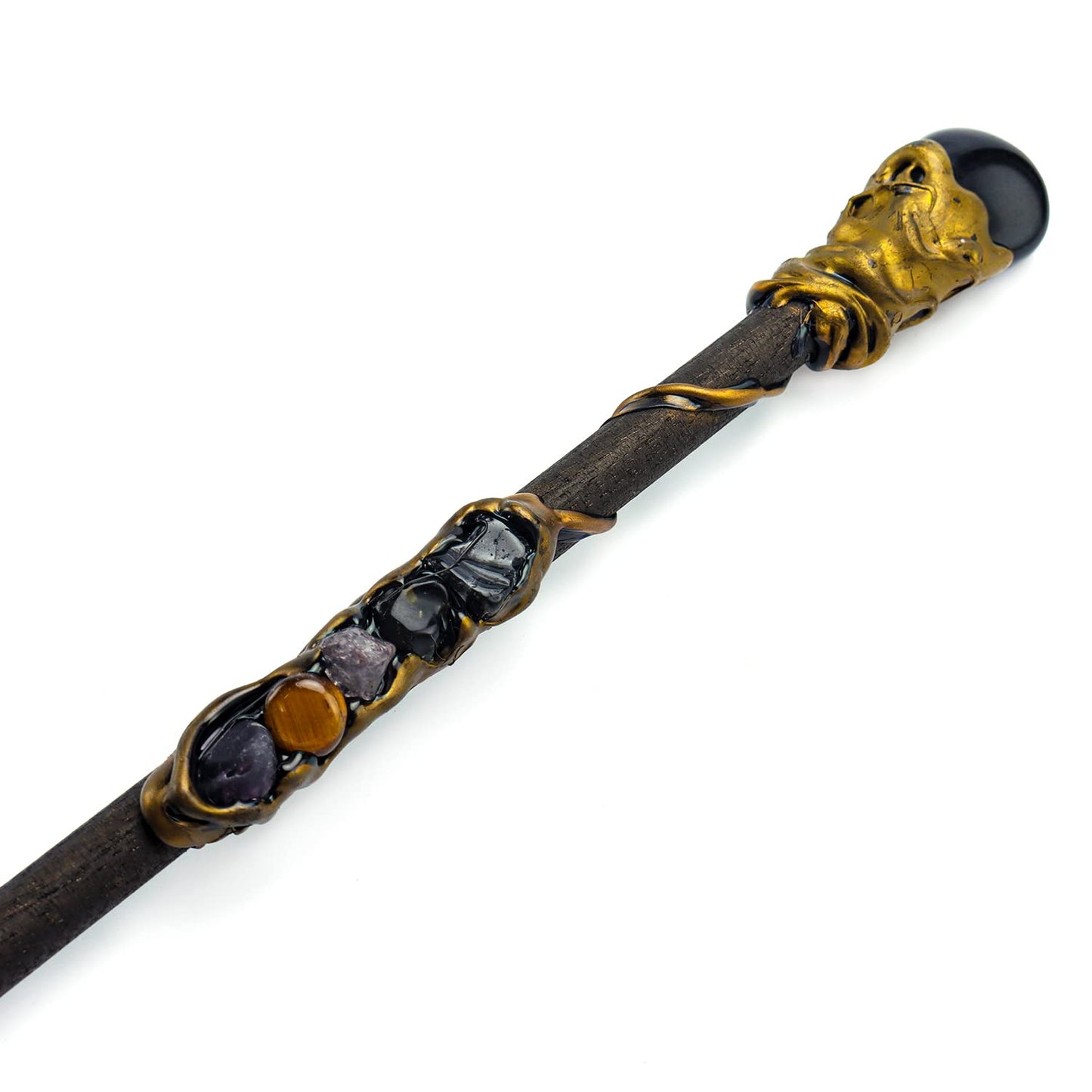 Rich Boxer Fine Handcrafted Crystal Magic Wand – Wooden Handle Gemstone Wand for Witches and Wizards