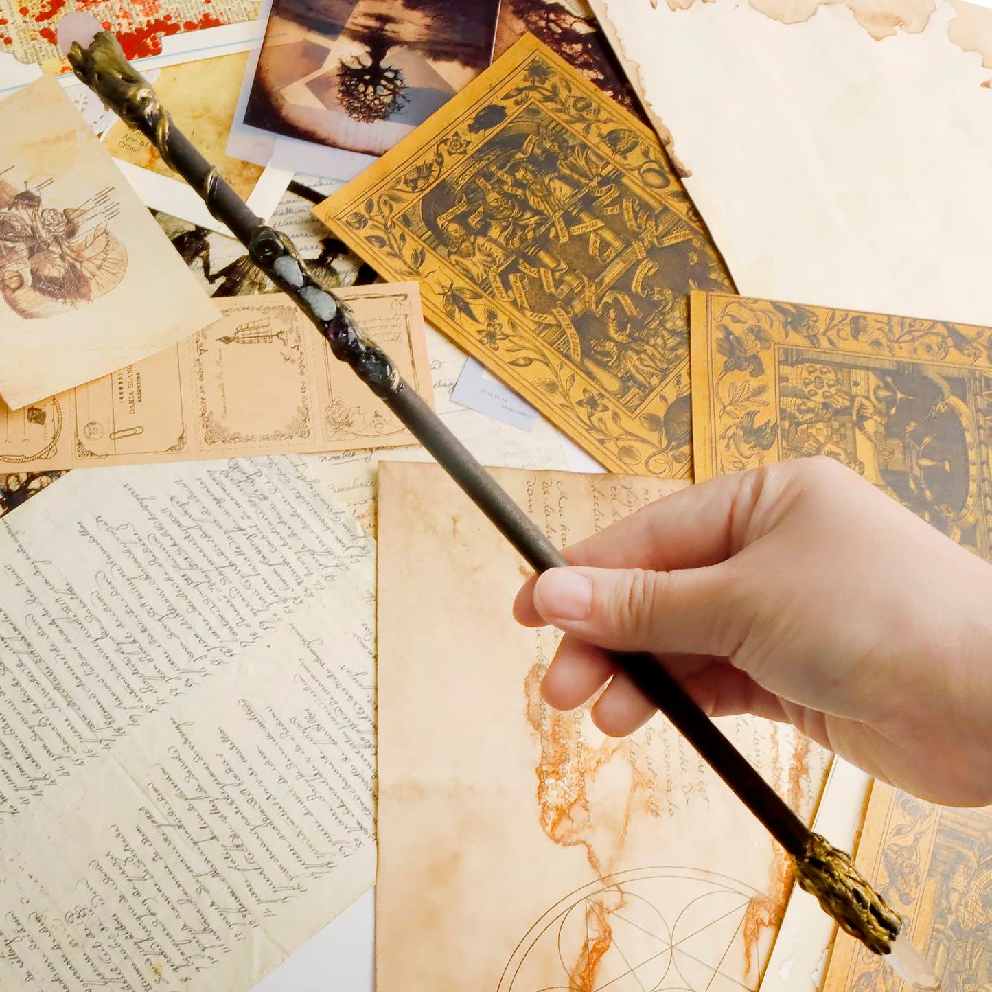 Rich Boxer Fine Handcrafted Crystal Magic Wand – Pink & White Gemstone Wand for Witches and Wizards