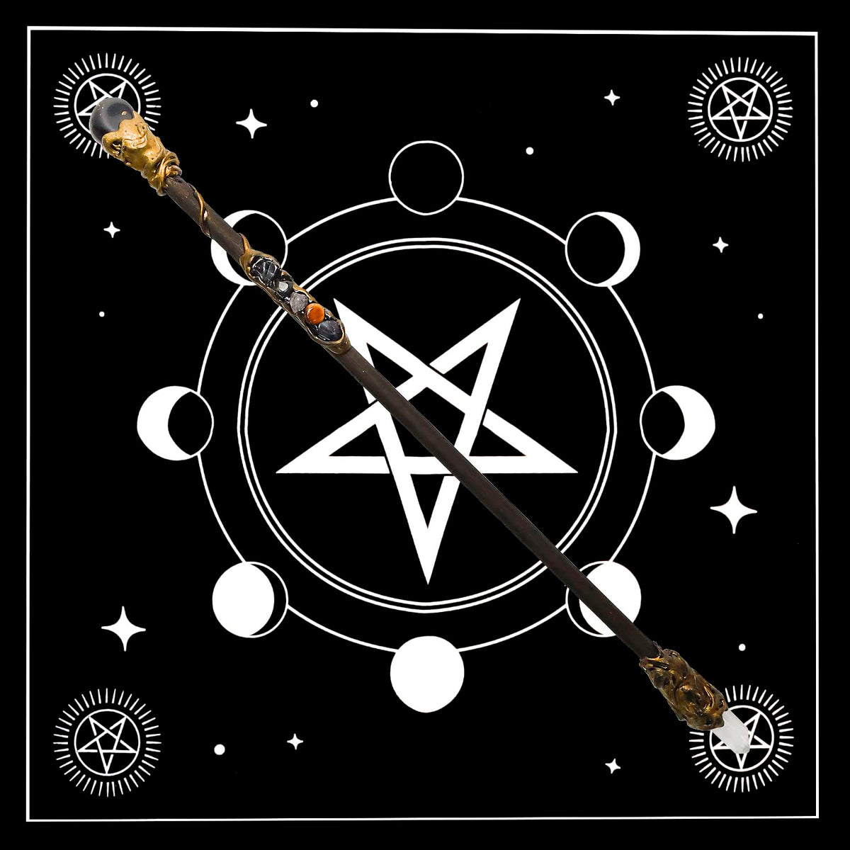 Rich Boxer Fine Handcrafted Crystal Magic Wand – Wooden Handle Gemstone Wand for Witches and Wizards