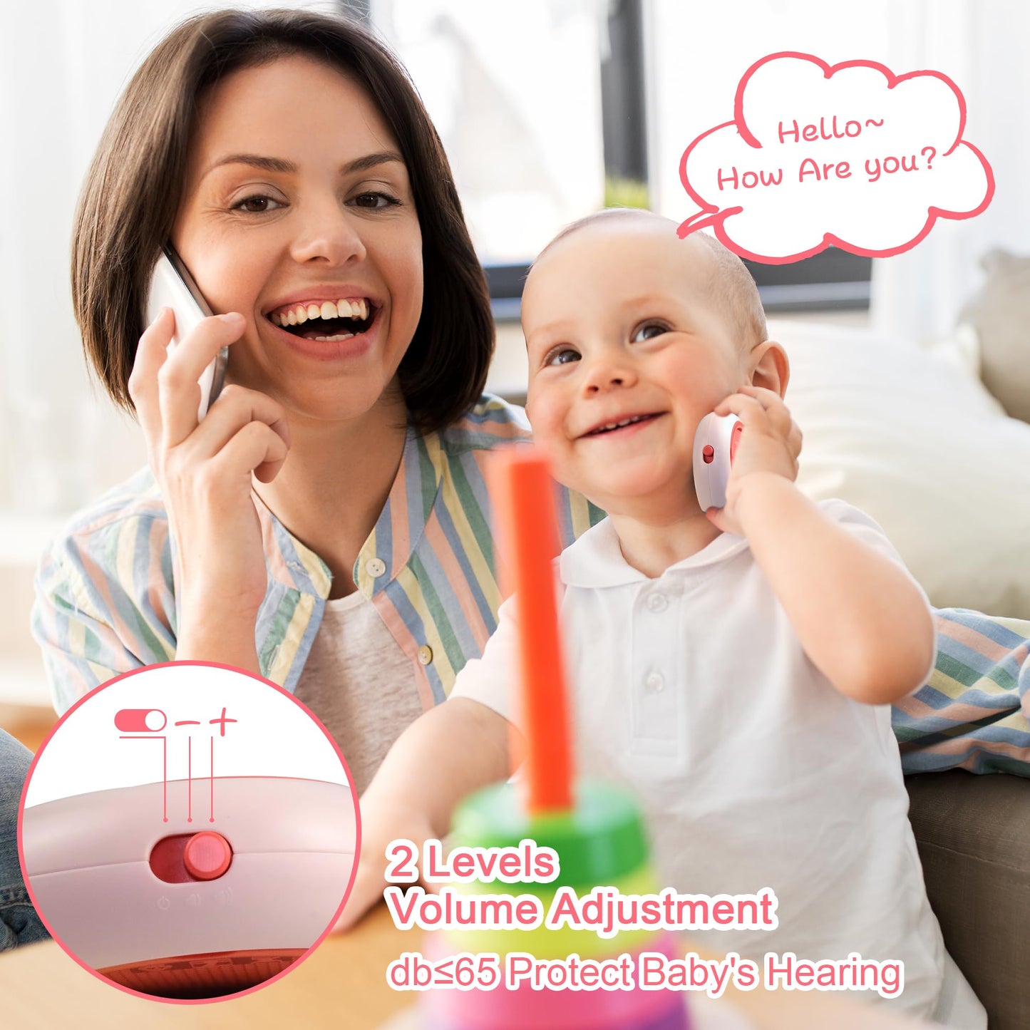 Richgv Dinosaur Baby Phone Toy for Girls 6-12 Months – 80+ Sounds, Color-Changing Lights