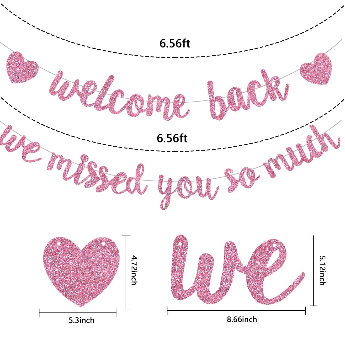 RICHHHA Glitter Pink Welcome Back Banner – Pre-assembled, No DIY Needed