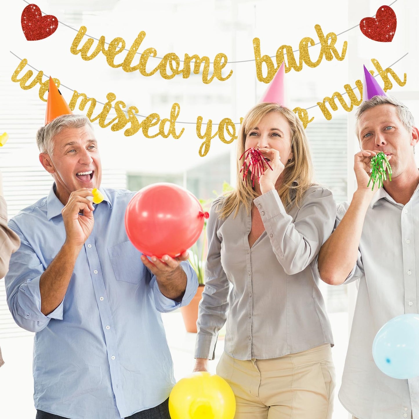 RICHHHA Glitter Gold Welcome Back Banner - Pre-Assembled No DIY for Homecoming & Back-to-School