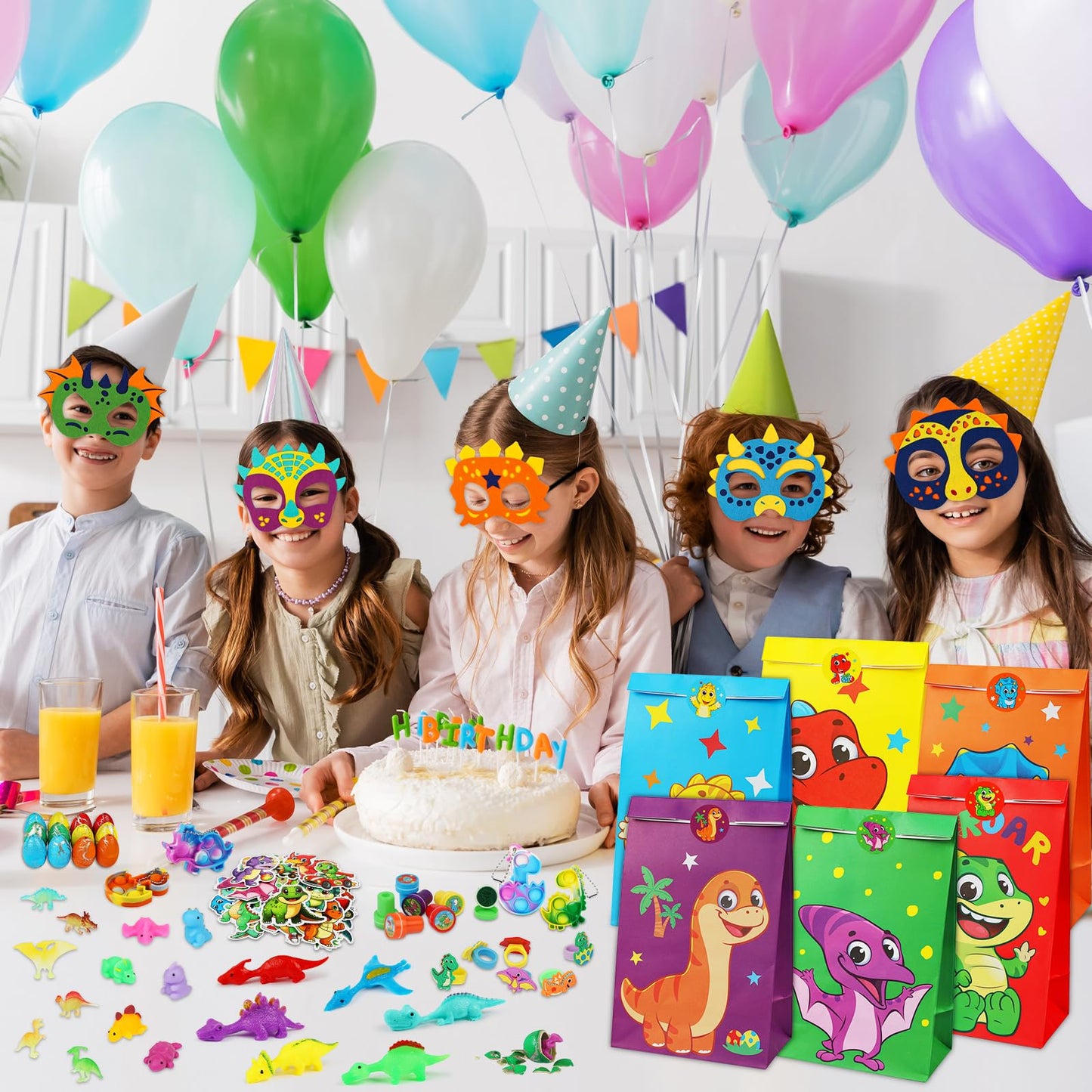 RichSmile 352PCS Dinosaur Party Favors Kit – Bulk Decorations, Stickers, Tattoos & Gifts