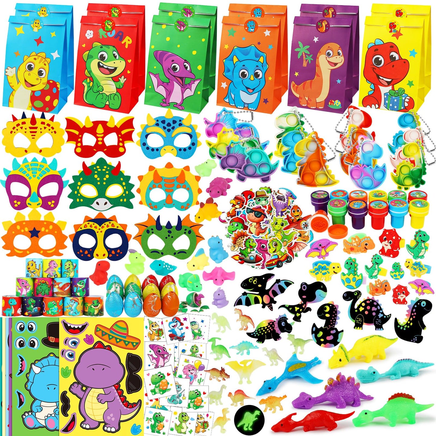 RichSmile 352PCS Dinosaur Party Favors Kit – Bulk Decorations, Stickers, Tattoos & Gifts