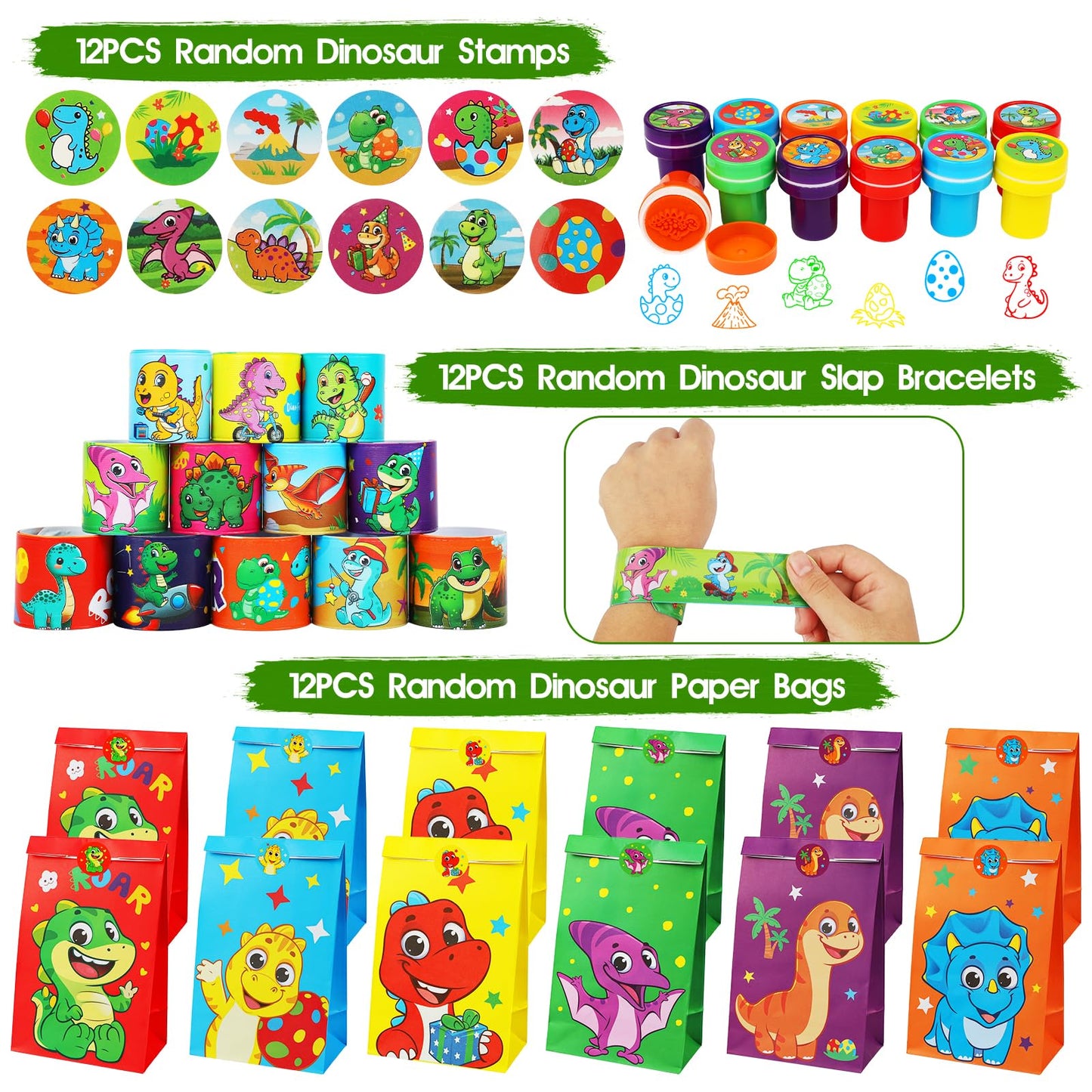RichSmile 352PCS Dinosaur Party Favors Kit – Bulk Decorations, Stickers, Tattoos & Gifts
