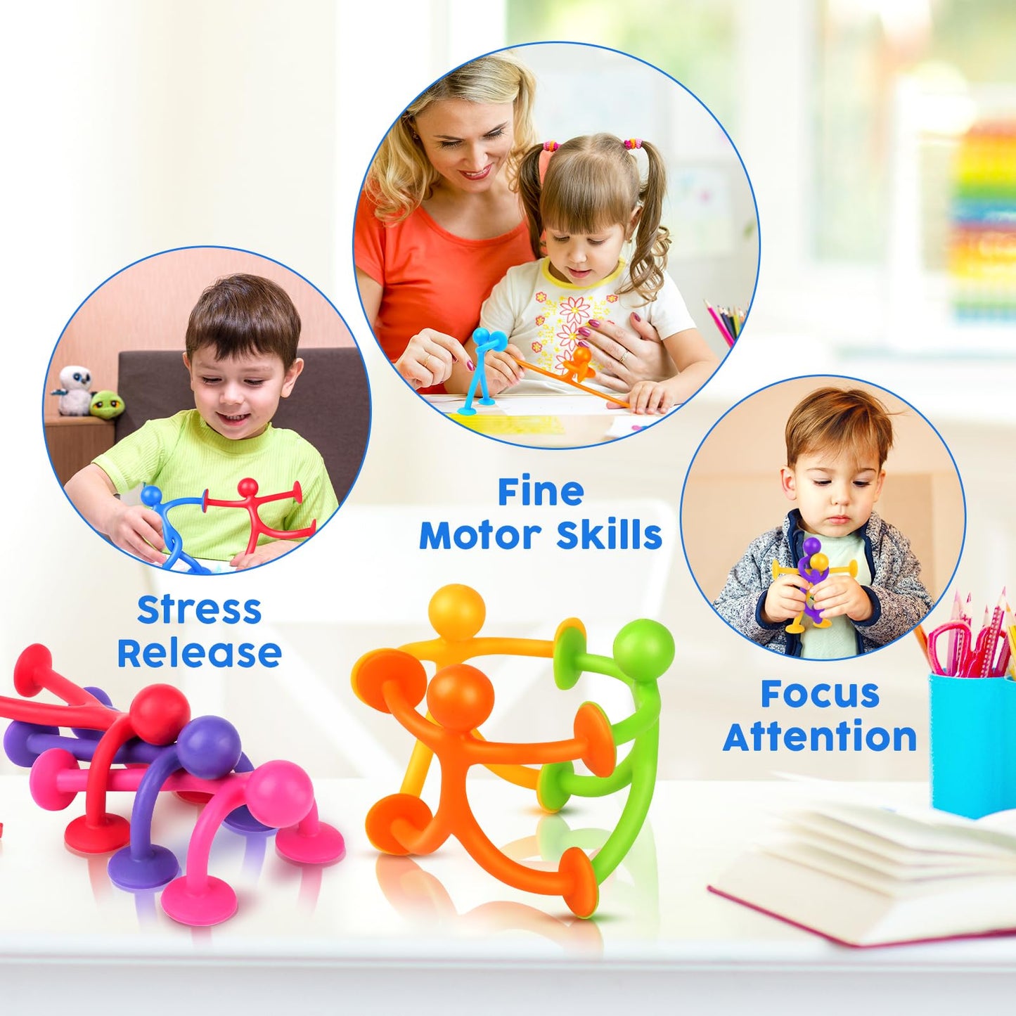 Richtim Suction Cup Fidget Toys – 48 Pack Sensory Building Toys for Kids (Ages 3+)