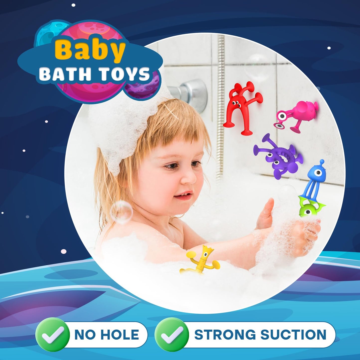 Richtim Suction Toy Toddler Bath Set – 18-Piece No-Hole Silicone Sensory Toys for Kids