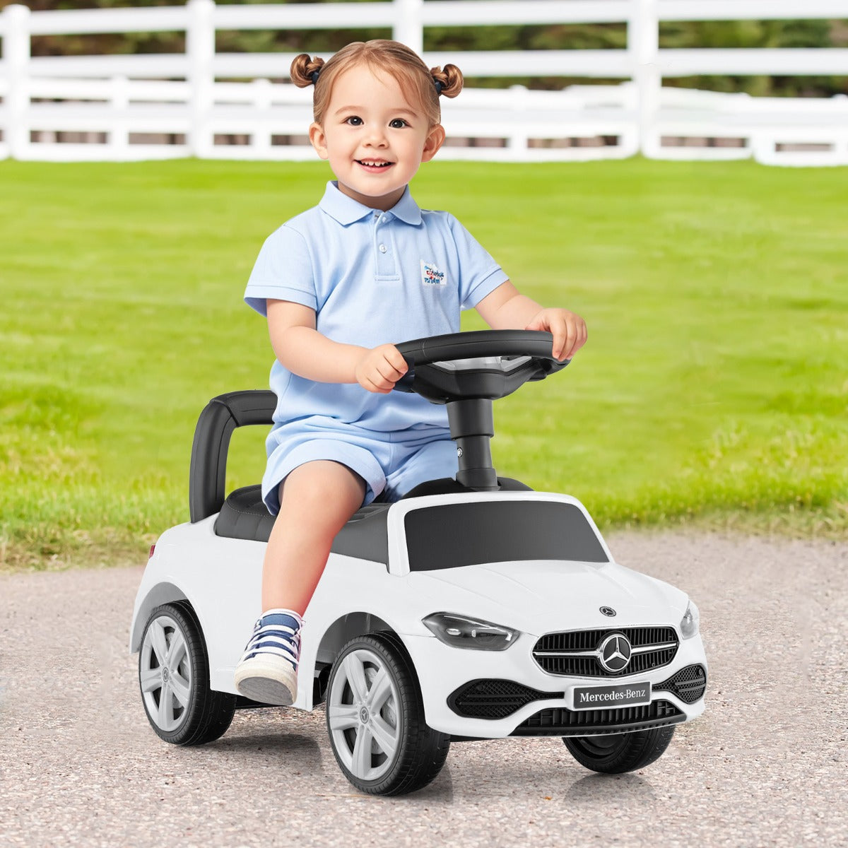 Ride on Sliding Car with Steering Wheel with Horn and Engine Sound-Black