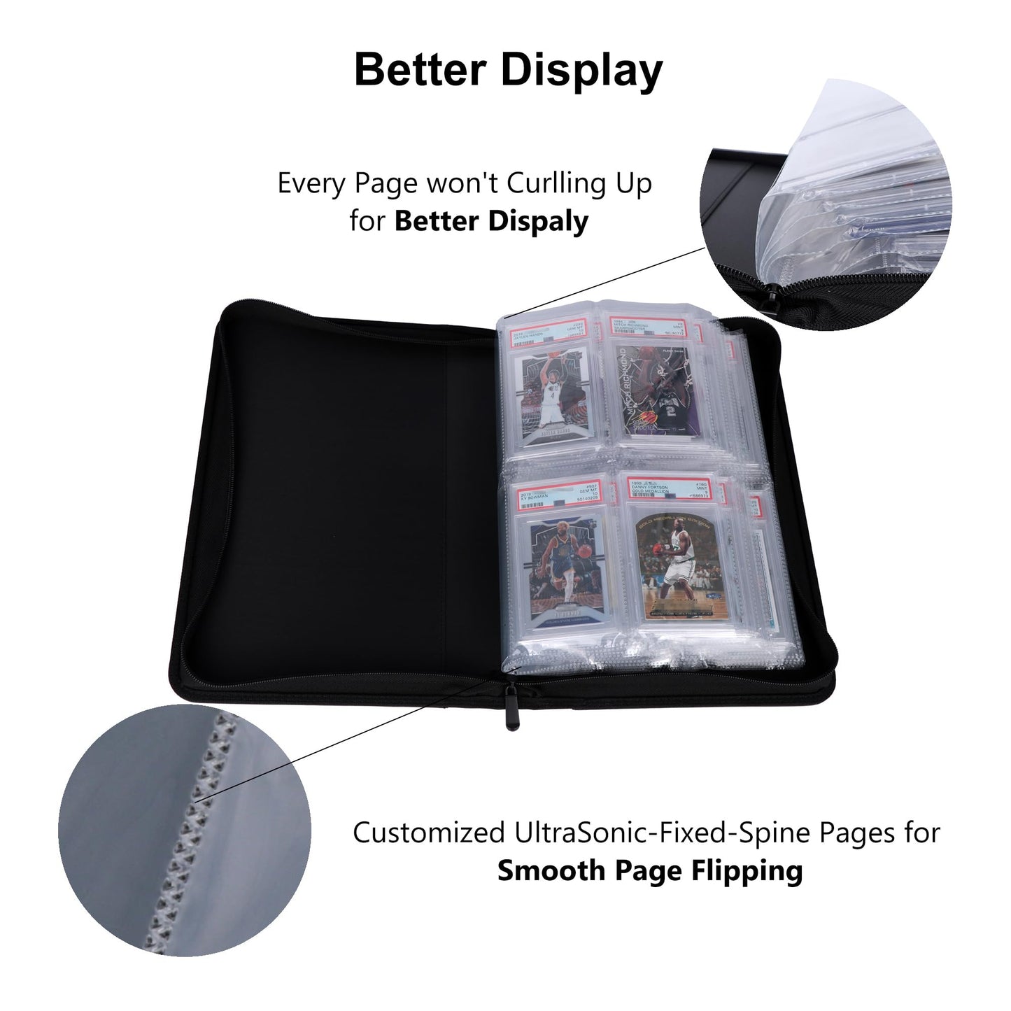Rieton Graded Card Binder – Holds 40 Slabs, 4-Pocket Pages, Top Loading, 1-Year Warranty
