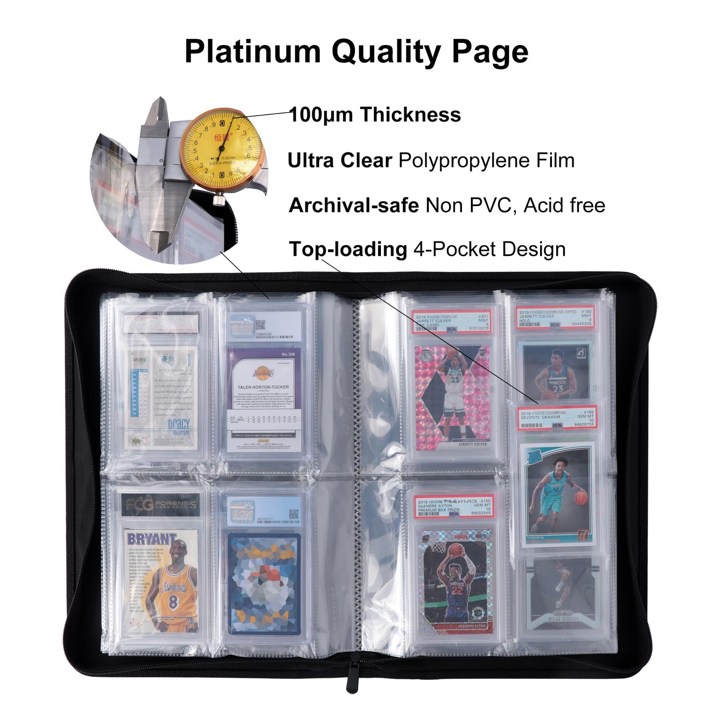 Rieton Graded Card Binder – Holds 40 Slabs, 4-Pocket Pages, Top Loading, 1-Year Warranty