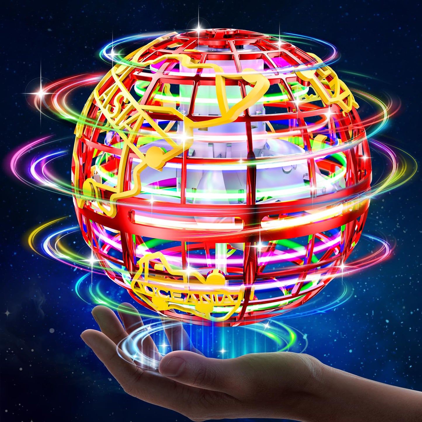 RIEYON Flying Orb Ball 2025 – Hover Boomerang Toy with 6 RGB Lighting