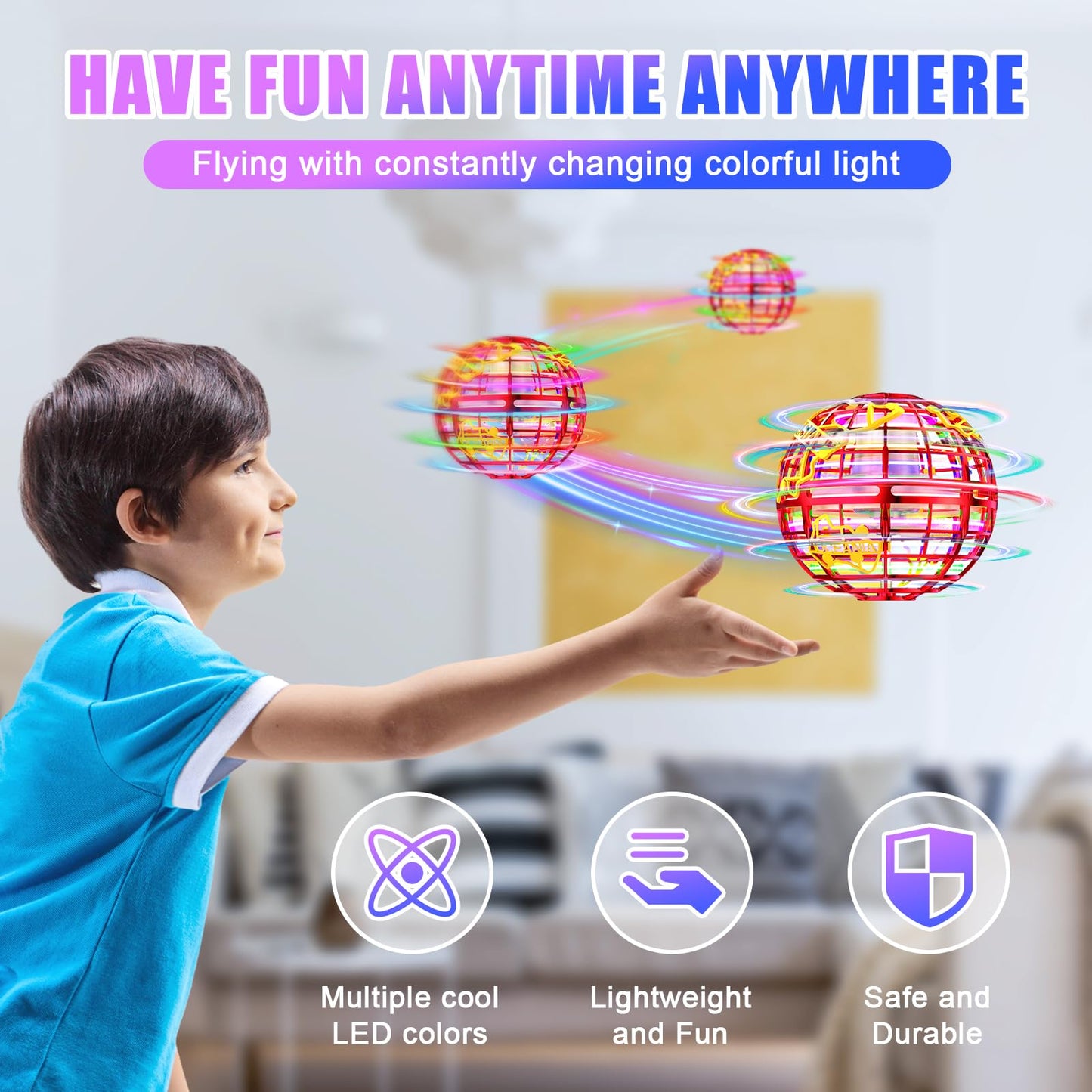 RIEYON Flying Orb Ball 2025 – Hover Boomerang Toy with 6 RGB Lighting