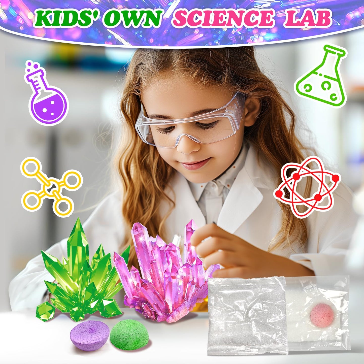 rifamee 24-Pack Valentines Day Kids Science Kit – Crystal Growth with Cards