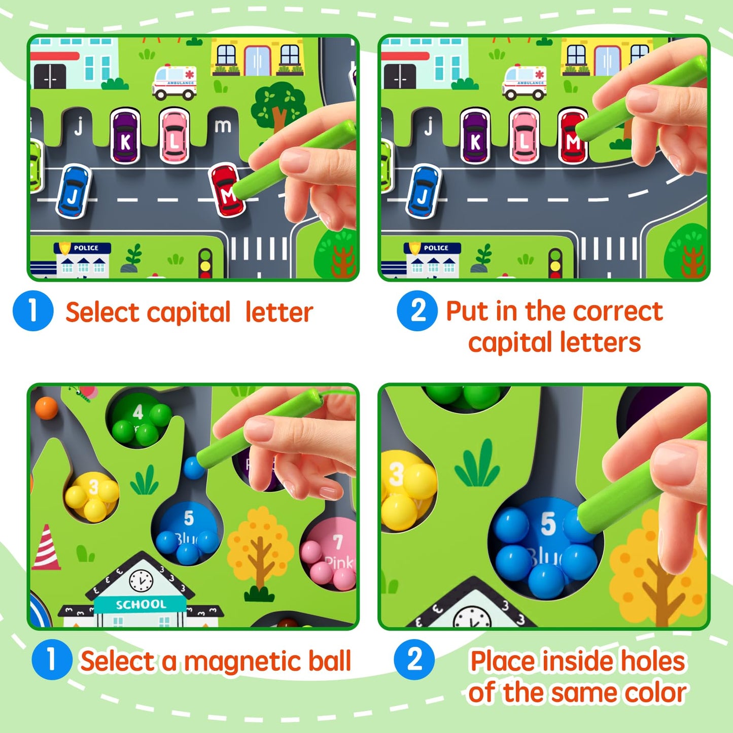 rifamee 2-in-1 Magnetic Color & Number Maze — Wooden Double-Sided Alphabet & Counting Board (Ages 3-5)