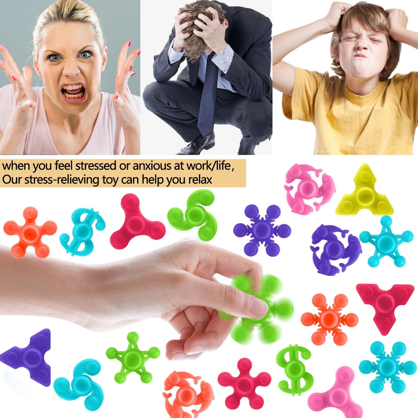 Riferg 100pcs Bulk Mini Fidget Spinners – Stress Relief Sensory Toys for Kids, Teens & Adults