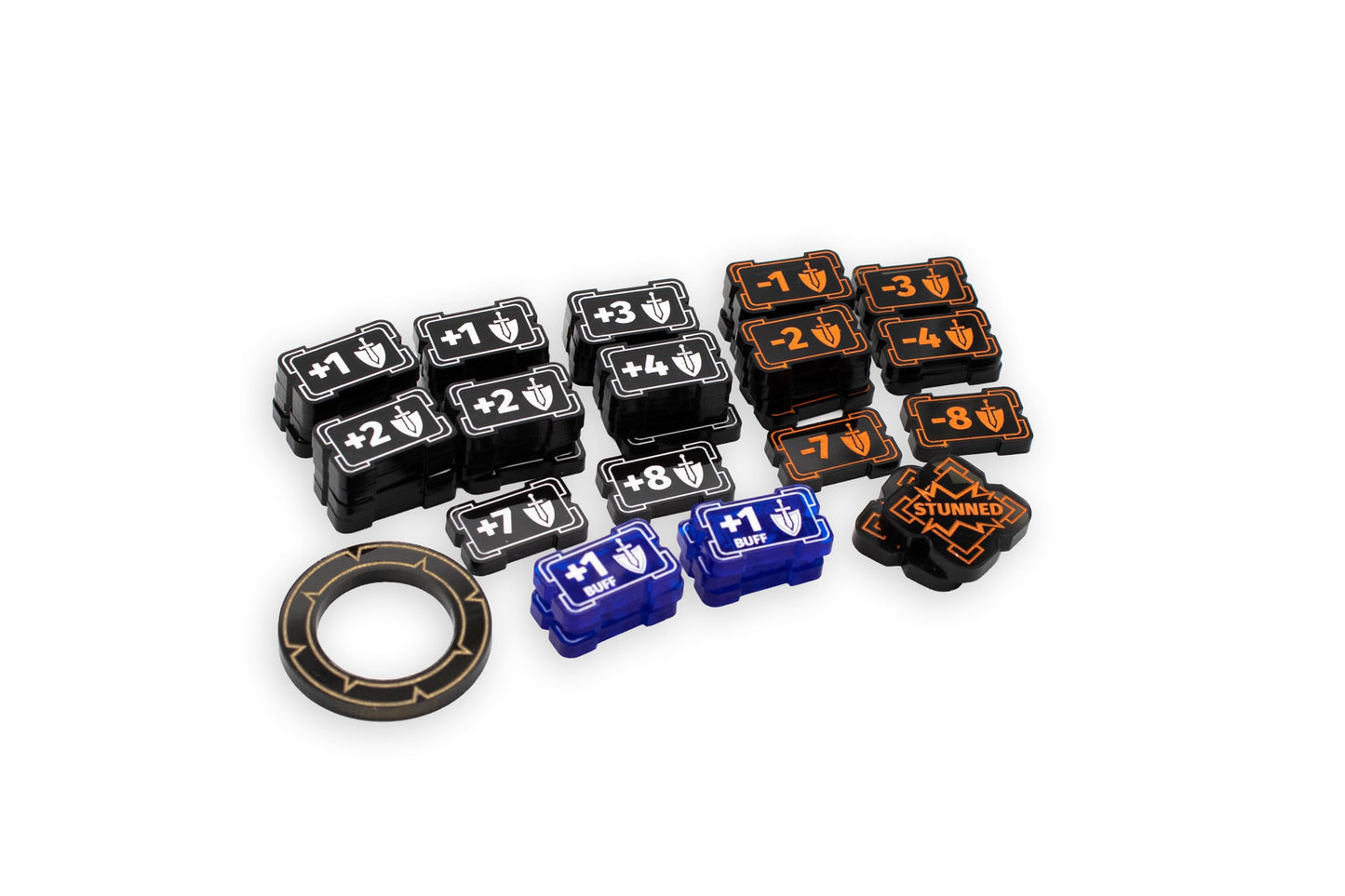Riftbound TCG Compatible Tokens – Might Modifier & Buff Transparent Acrylic | 49 Single-Sided Set