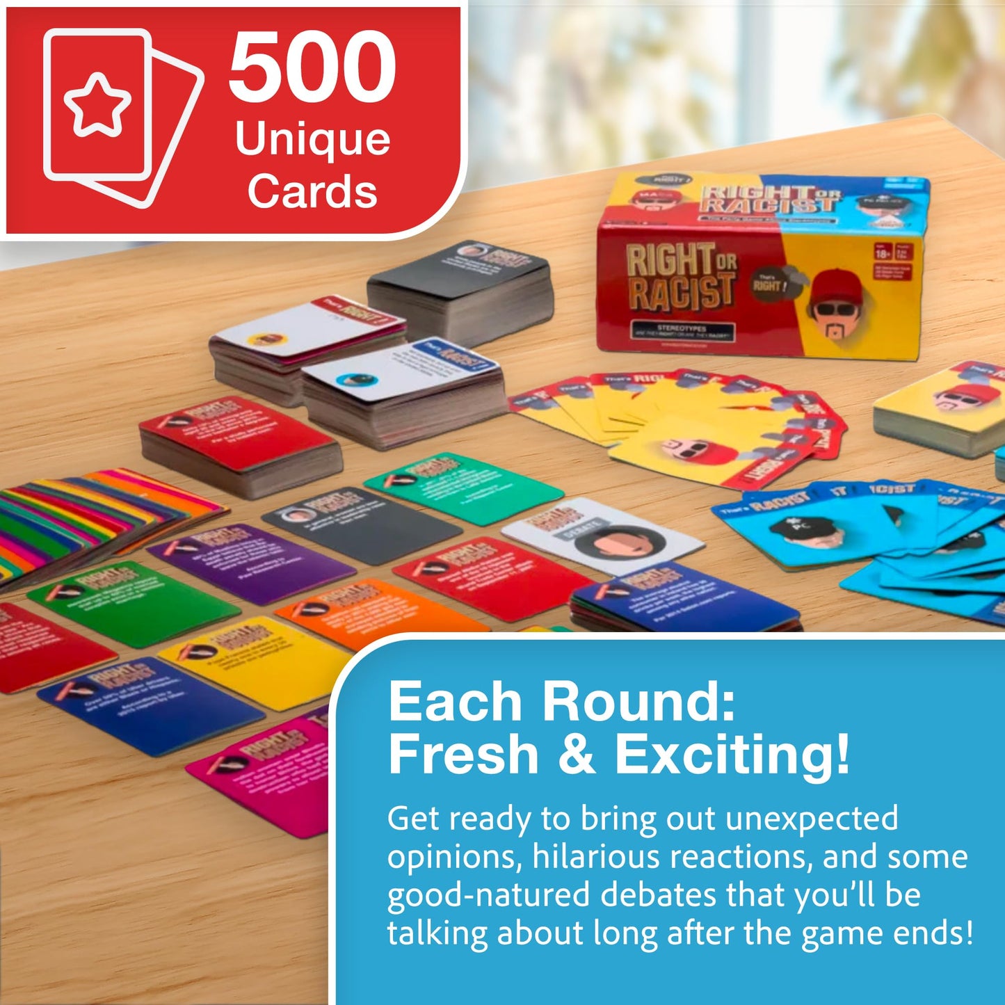 Right Or Racist Card Game - Debates, Trivia & Hilarious Gag Gift for 3-10+ Players
