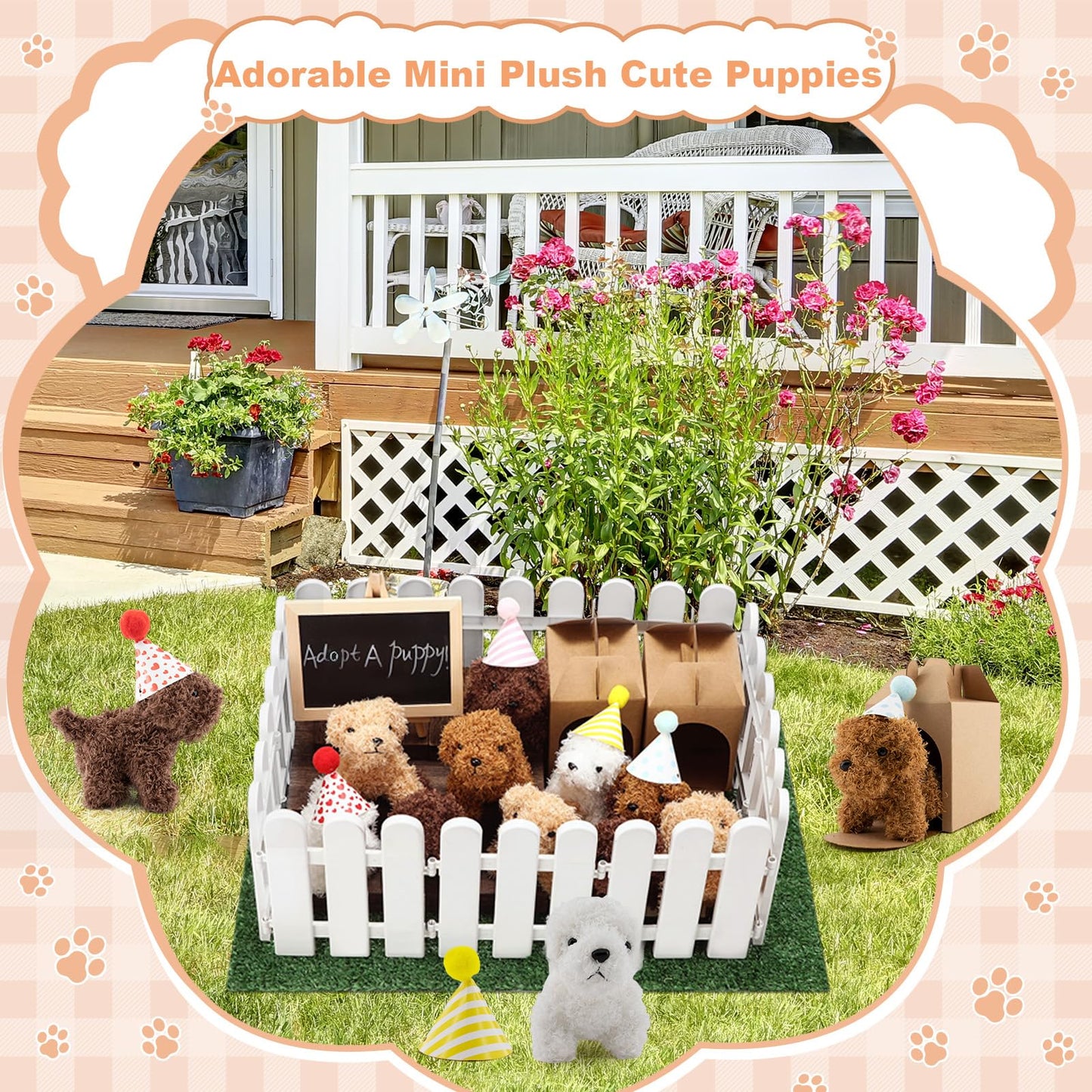 Rigibright 90-Piece Adopt A Puppy Party Favors Set – Mini Plush Dogs & Accessories