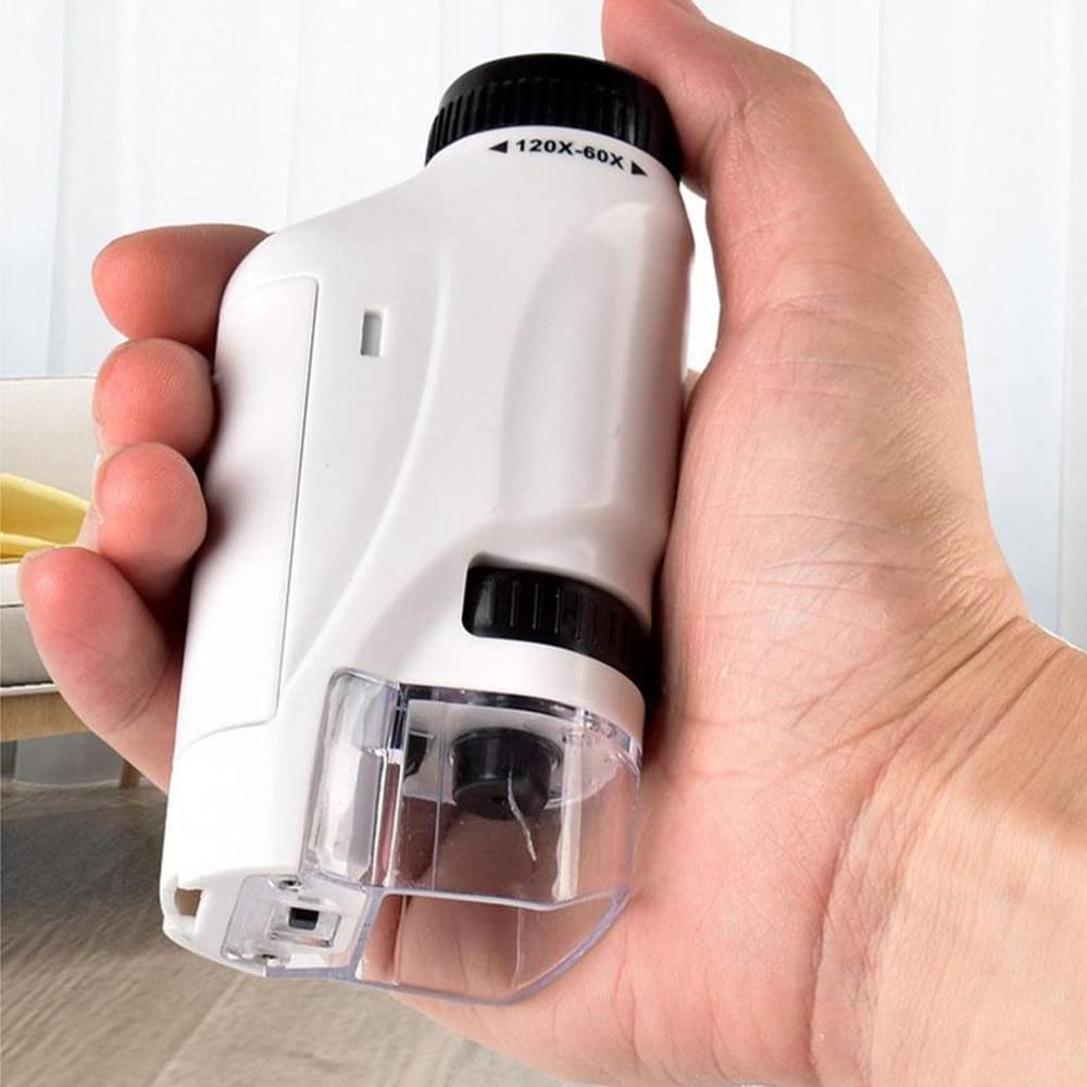 RIIPOO Pocket Microscope for Kids – 60X-120X Portable Handheld Microscope with LED Light