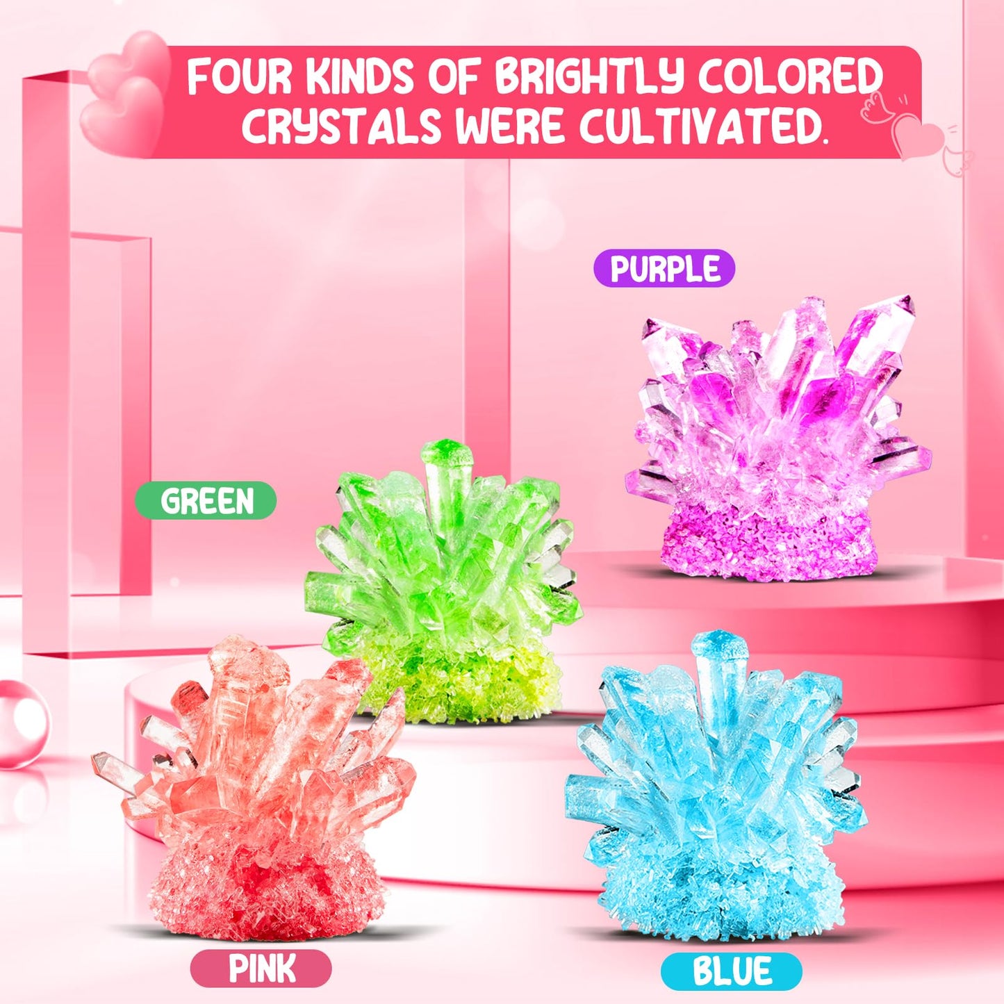 RILSIC 24-Pack Valentine’s Crystal Growing Science Kits for Kids & Classrooms