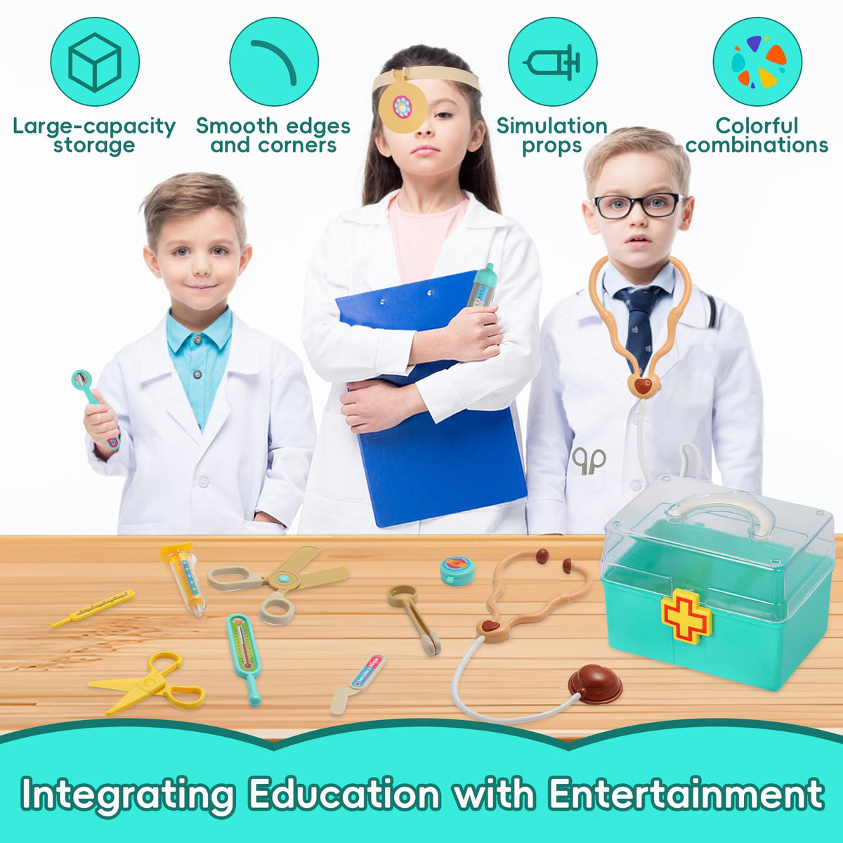 RILUKICH Doctor Kit for Kids 3-5 — Pretend Play Medical Toy Set with Carry Bag