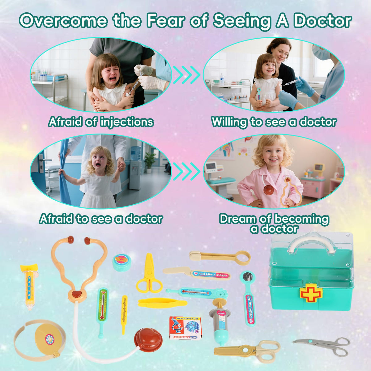 RILUKICH Doctor Kit for Kids 3-5 — Pretend Play Medical Toy Set with Carry Bag