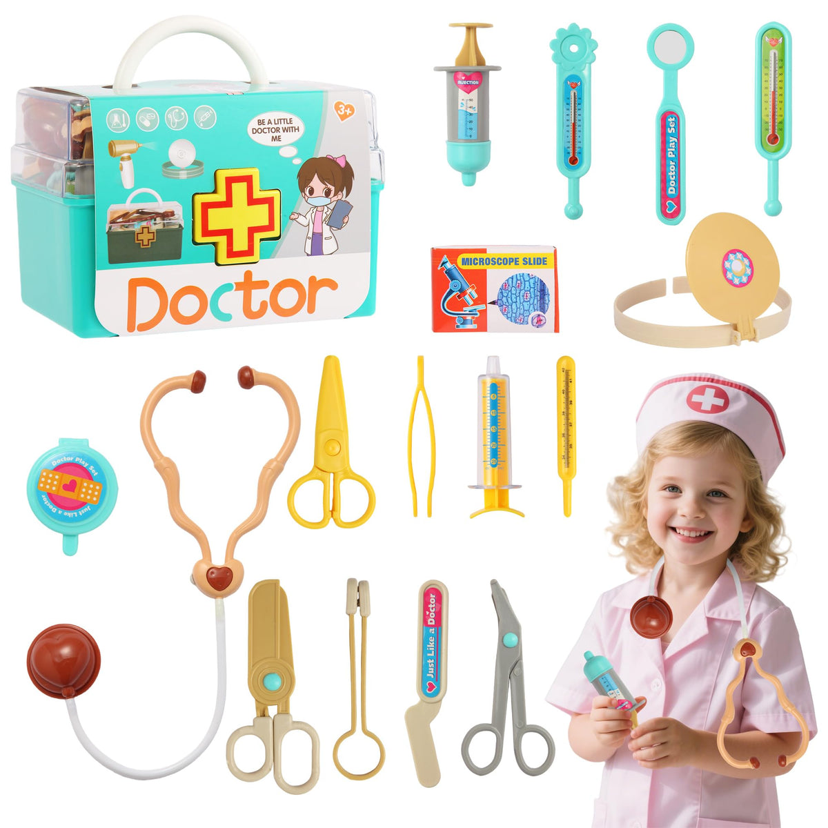 RILUKICH Doctor Kit for Kids 3-5 — Pretend Play Medical Toy Set with Carry Bag