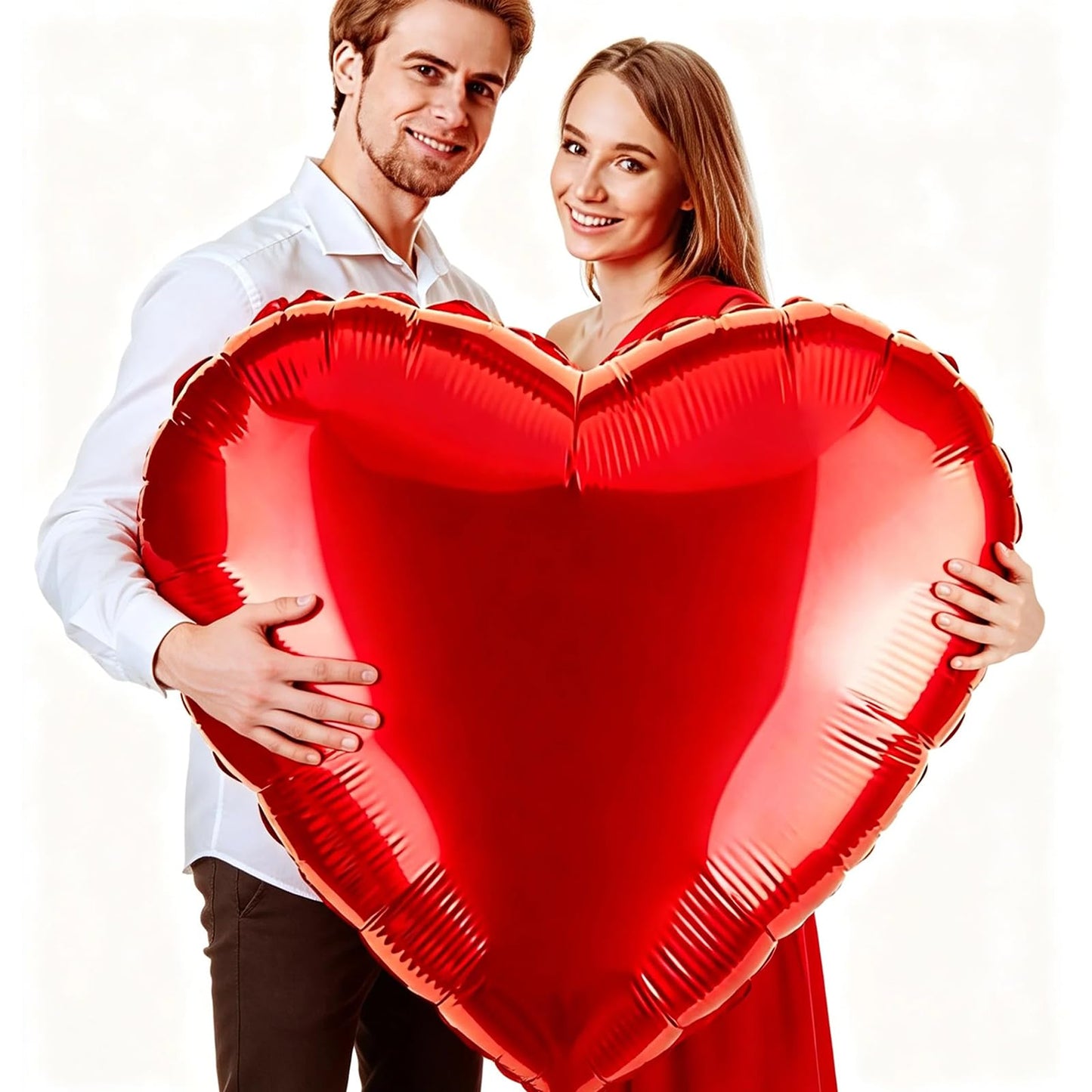 RIMYIUKU 4-Pack 36-Inch Red Heart Shaped Mylar Balloons – Self-Sealing & Reusable