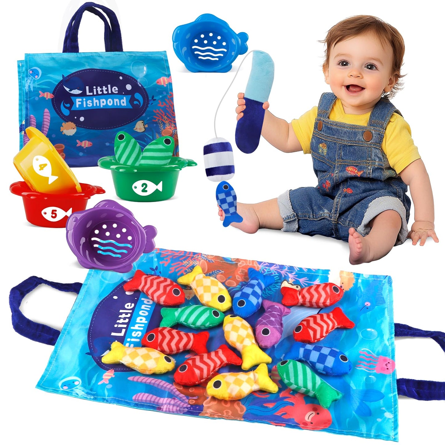 Rincalivestra Fish Montessori Toys – 22-Piece Fishing & Sorting Set for 1–2 Year Olds