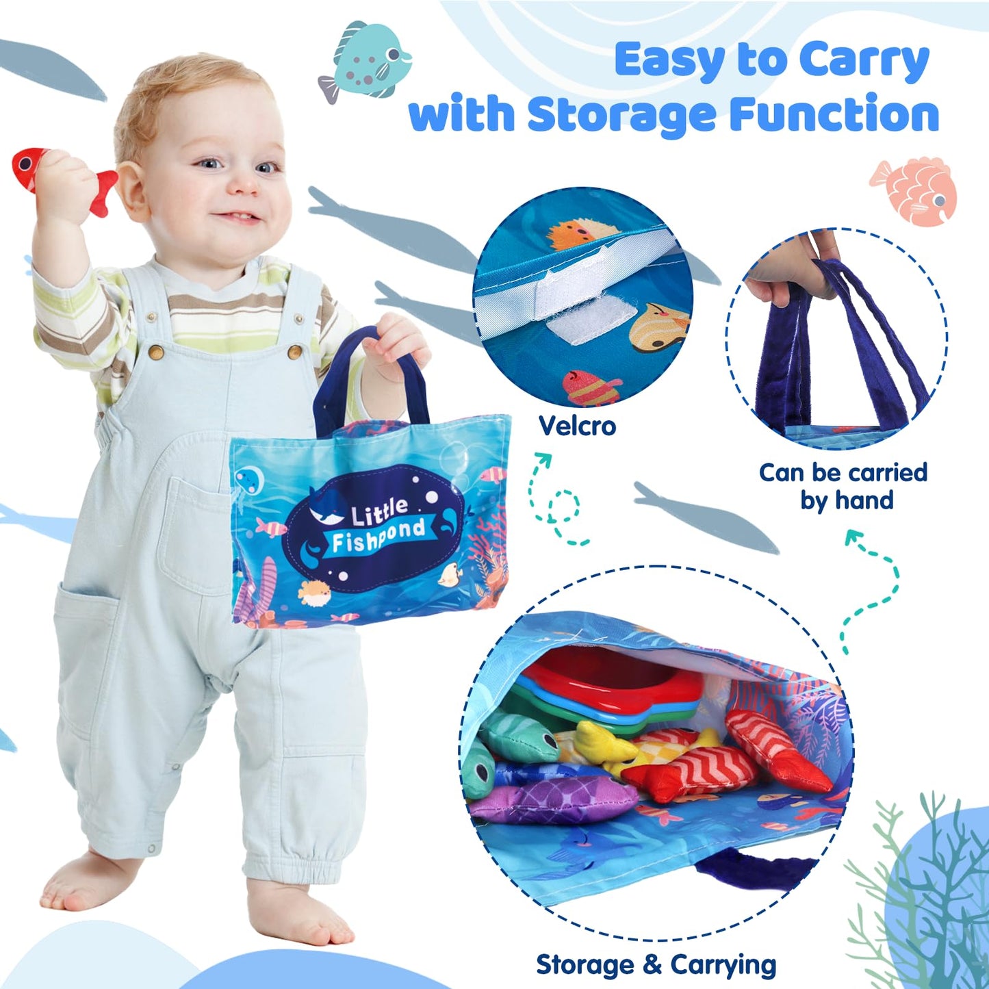 Rincalivestra Fish Montessori Toys – 22-Piece Fishing & Sorting Set for 1–2 Year Olds