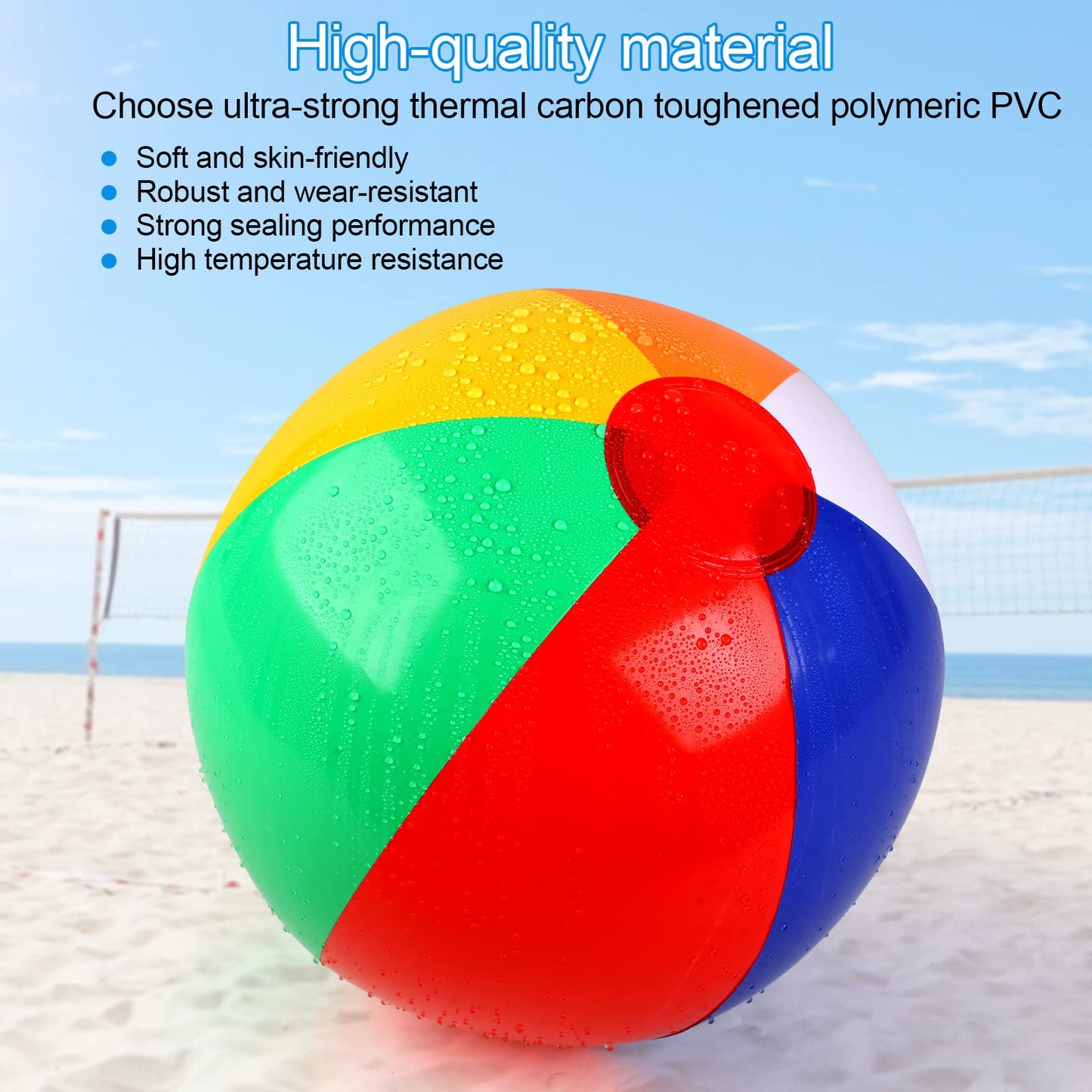 Rindion 6 Pack Beach Balls – 10-Inch Rainbow Inflatable Pool Toys for Summer Fun