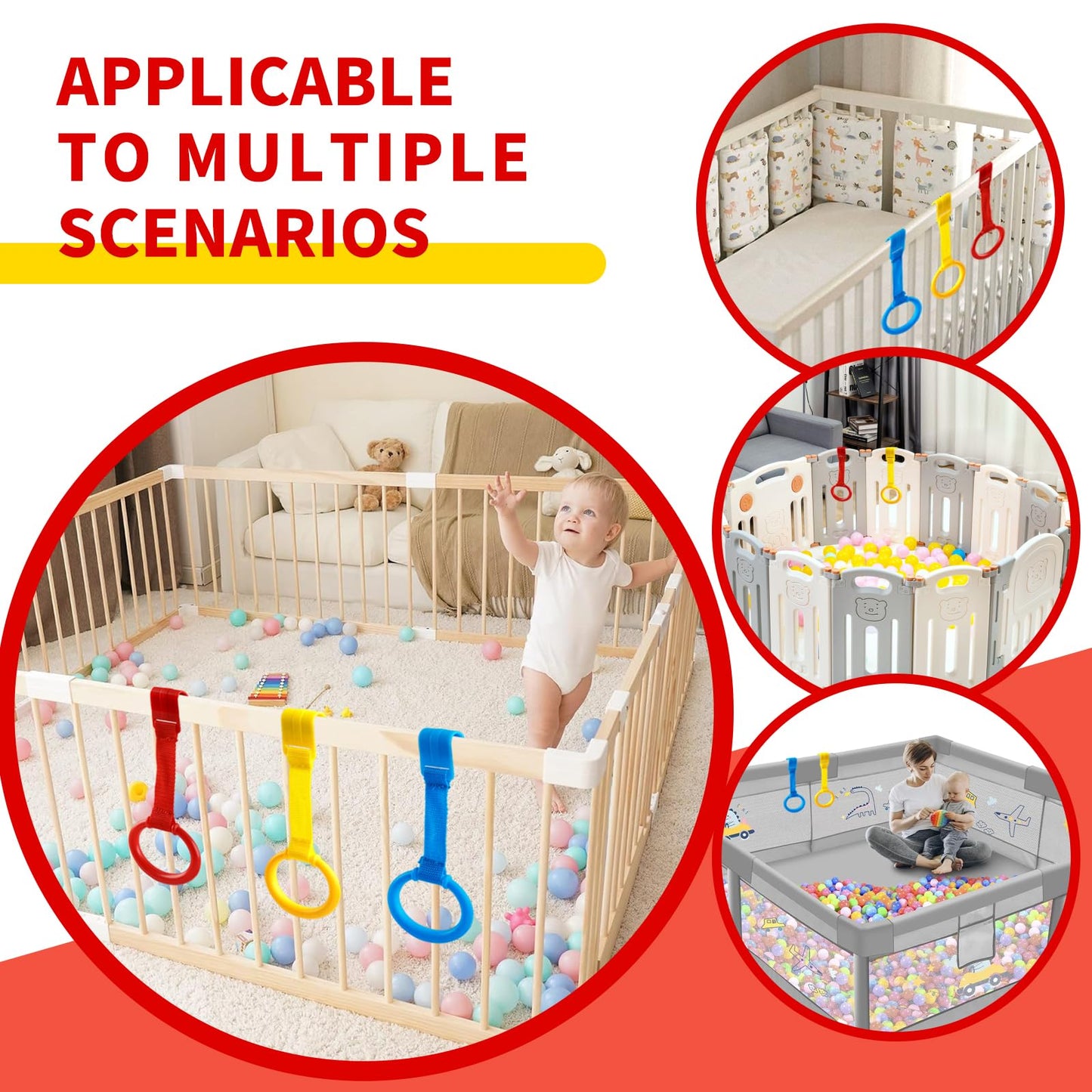 Rindion 3PCS Baby Pull Up Rings - Standing Walker Tool