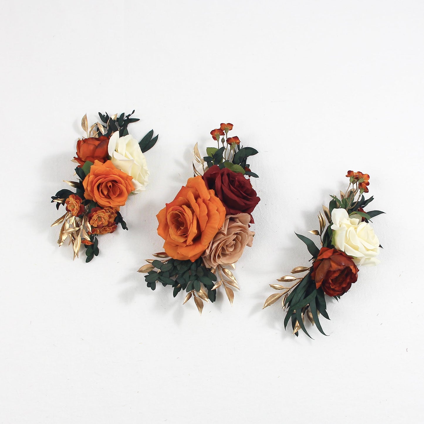 Rinlong 3Pcs Pre-made Cake Topper Flowers – Boho Burnt Orange Fall Cake Decor