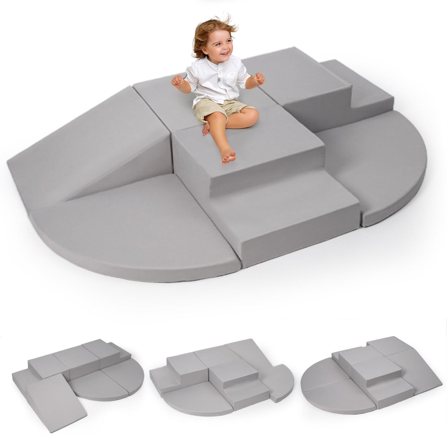 Rinnebbit 6-Piece Foam Climbing Blocks for Toddlers — Soft Indoor Climb & Crawl Play Set