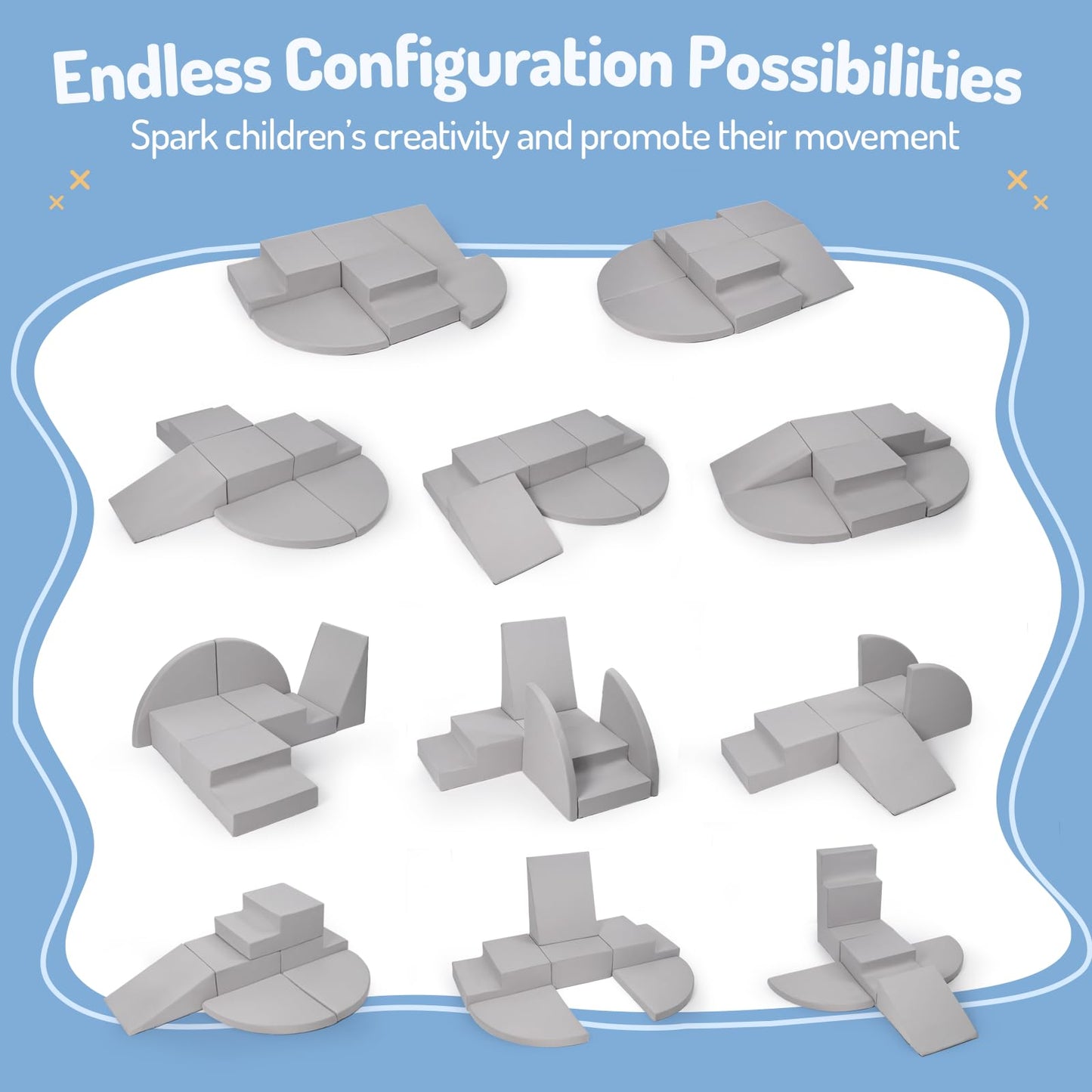 Rinnebbit 6-Piece Foam Climbing Blocks for Toddlers — Soft Indoor Climb & Crawl Play Set