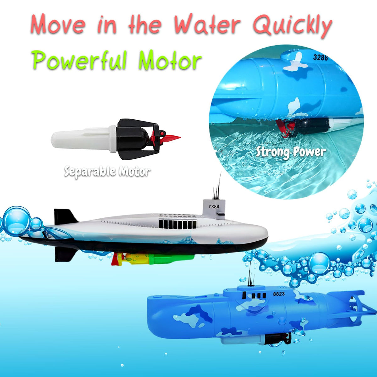 Rinnland Electric Submarine Toy – Large 13-Inch Nuclear Submarine Model for Bathtub & Pool