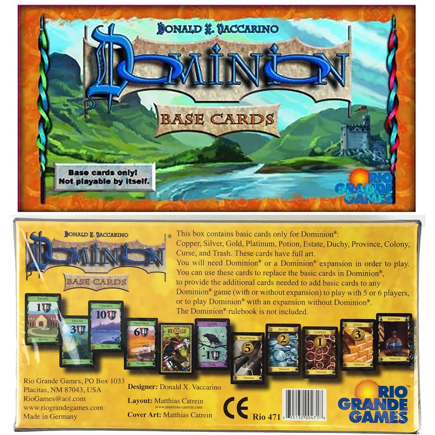 Rio Grande Games Dominion Base Cards Set – 250 Victory, Treasure & Curse Cards (Updated Graphics)