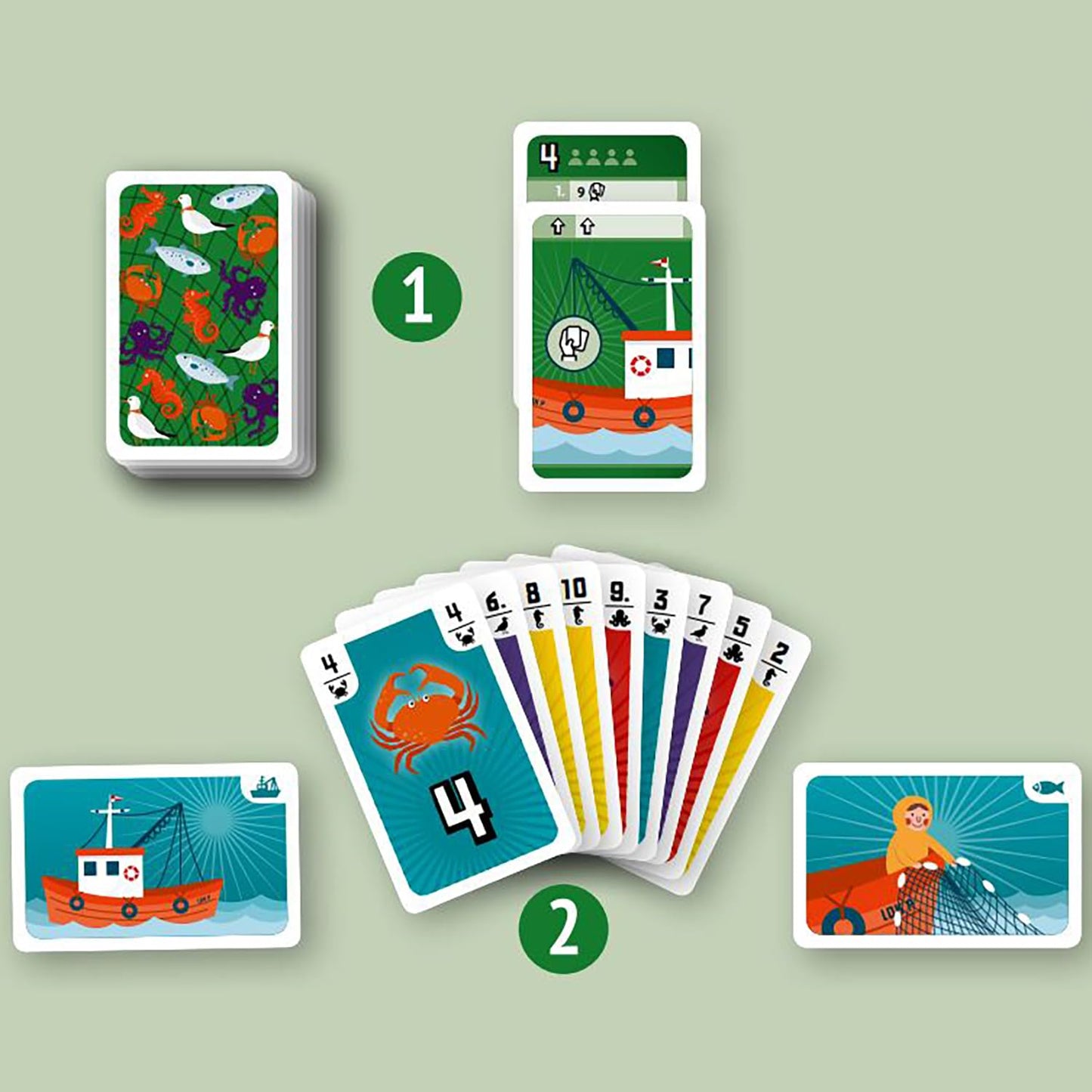 Rio Grande Games Fishing: Ocean-Themed Trick-Taking Card Game for 3–5 Players | 14+ | 30–60 Mins
