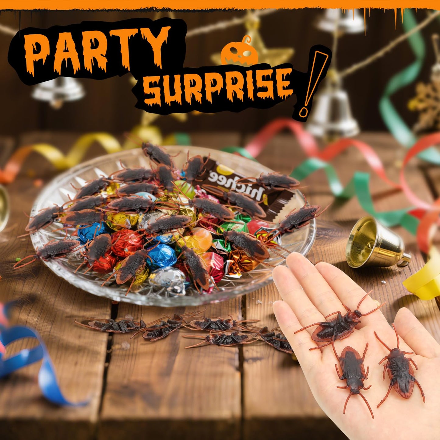 Riomeira Ultra-Realistic Plastic Cockroaches (35PCS) - 2.6" Large Prank Roaches