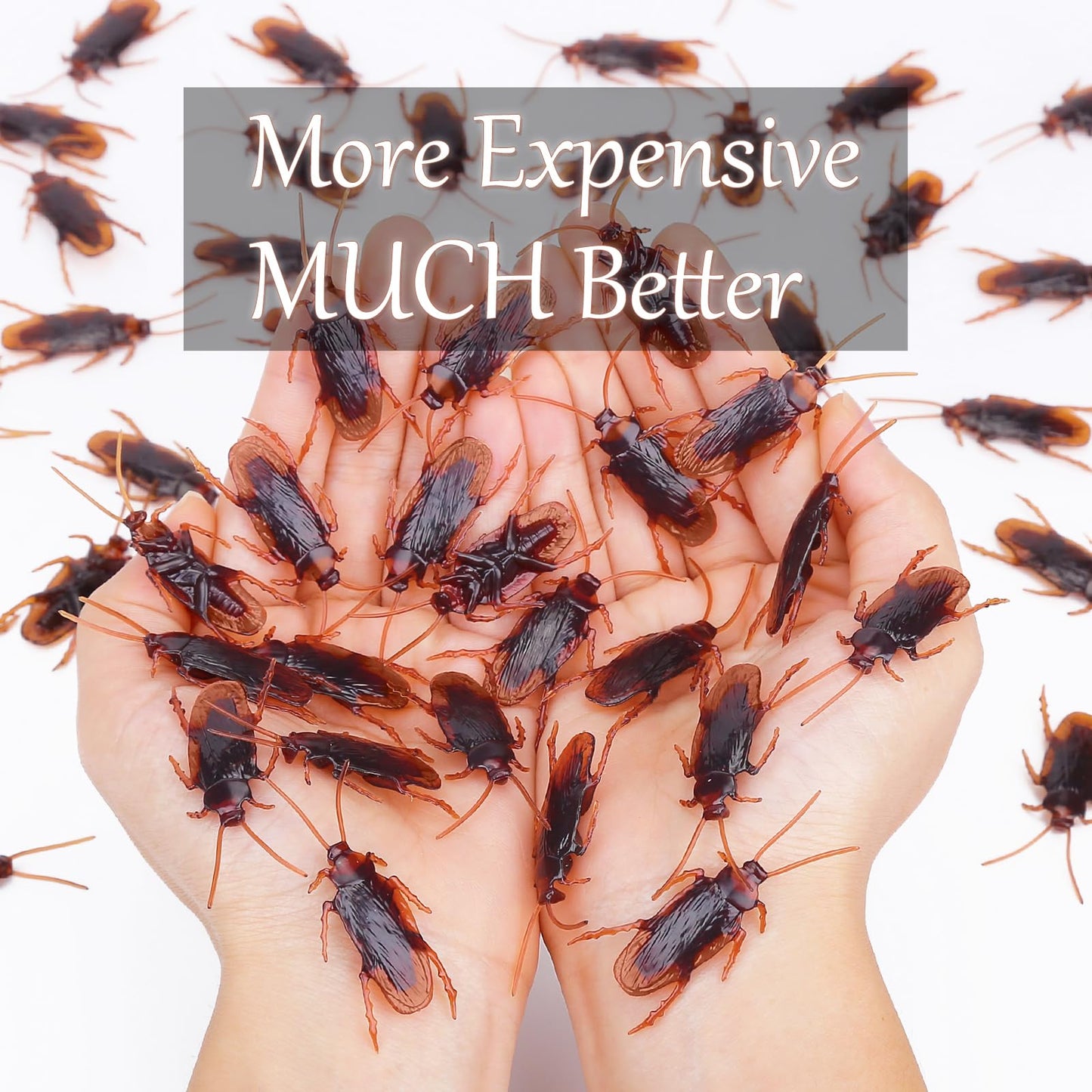 Riomeira Pretty Realistic 50PCS Fake Roaches – Realistic Cockroaches for Pranks, Halloween Decor & Party Props