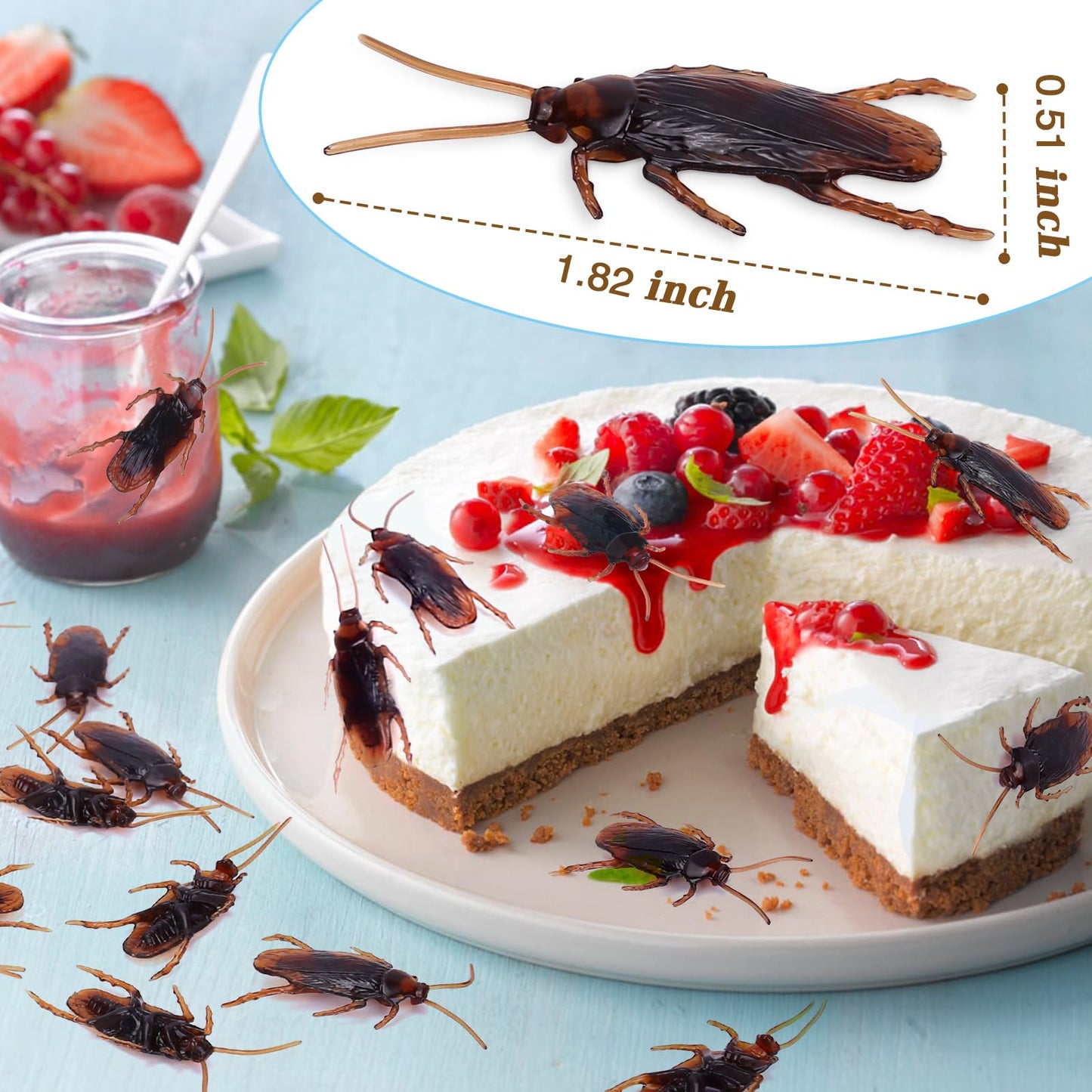 Riomeira Pretty Realistic 50PCS Fake Roaches – Realistic Cockroaches for Pranks, Halloween Decor & Party Props