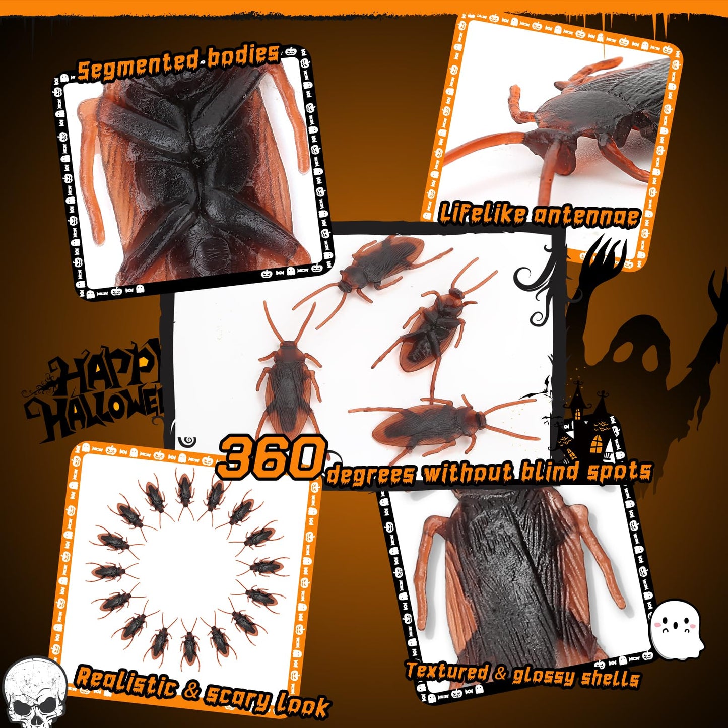 Riomeira Ultra-Realistic Plastic Cockroaches (35PCS) - 2.6" Large Prank Roaches