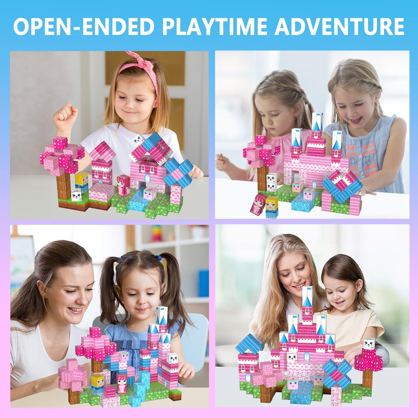 Riomuru 150PCS Magnetic Blocks – 3D Pink Princess Castle STEM Toy for Kids