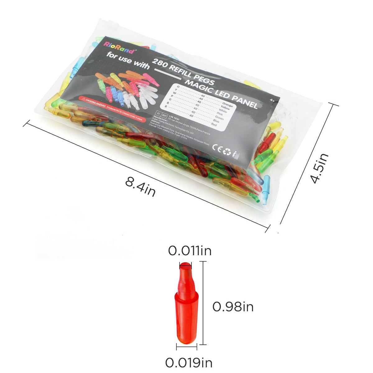 RioRand Refill Pegs 280 Pcs for Magic LED Panel – Colorful Light Art for Kids