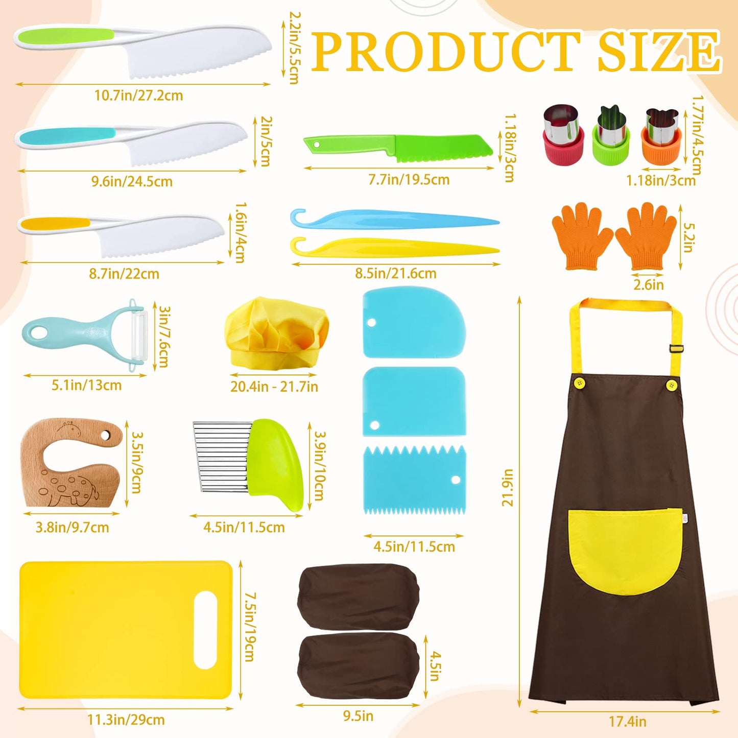 RISICULIS 21-Piece Toddler Knife Set – Safe Kid-Friendly Kitchen Tools