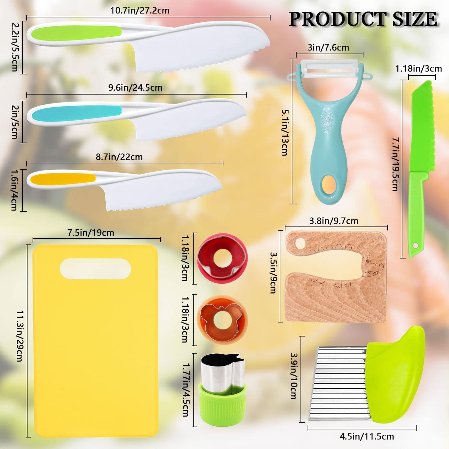 RISICULIS 11-Piece Wooden Kids Kitchen Knife Set – Safe, Montessori-Style Tools for Toddlers