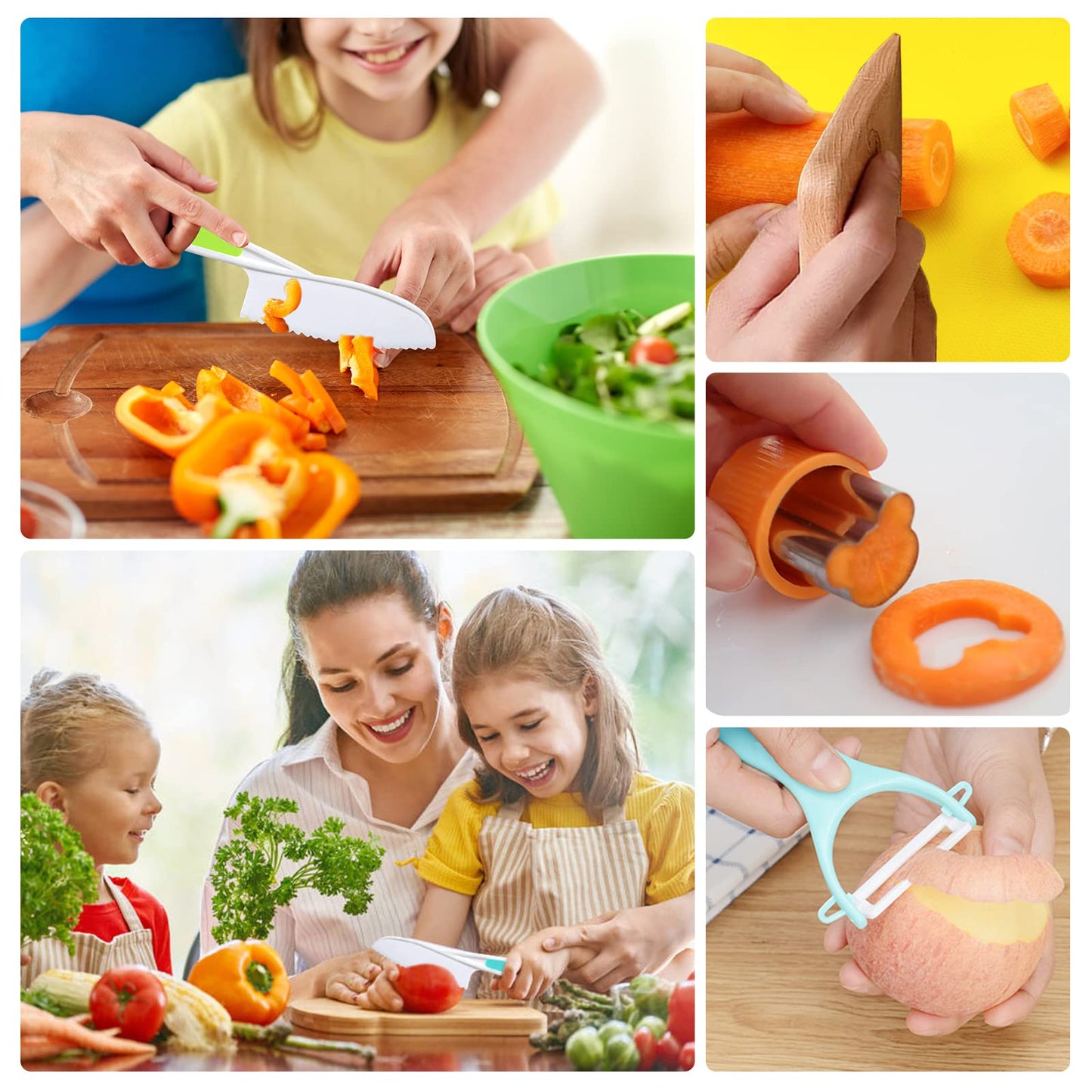 RISICULIS 14-Piece Toddler Knife Set — Safe Wooden Knife & Kitchen Tools for Kids