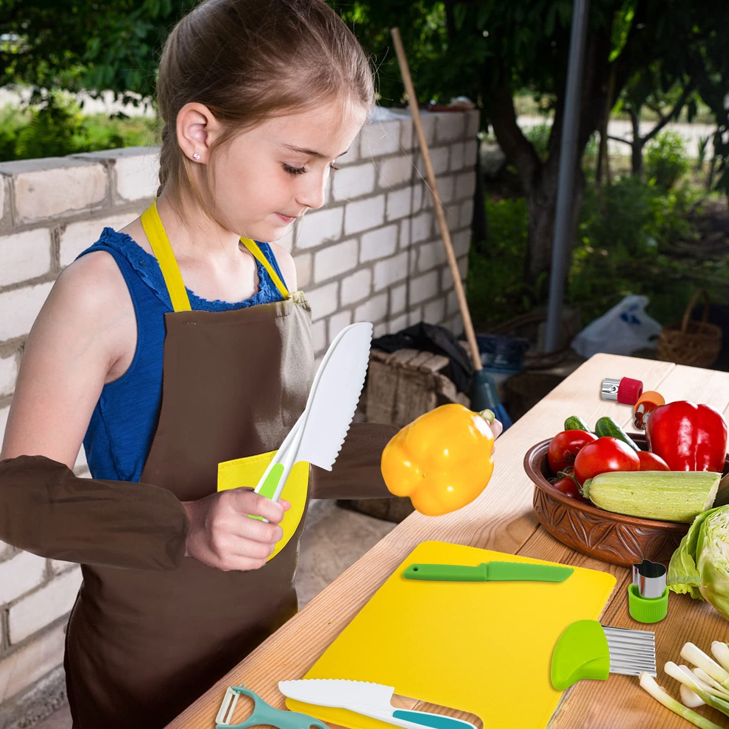 RISICULIS 14-Piece Toddler Knife Set — Safe Wooden Knife & Kitchen Tools for Kids
