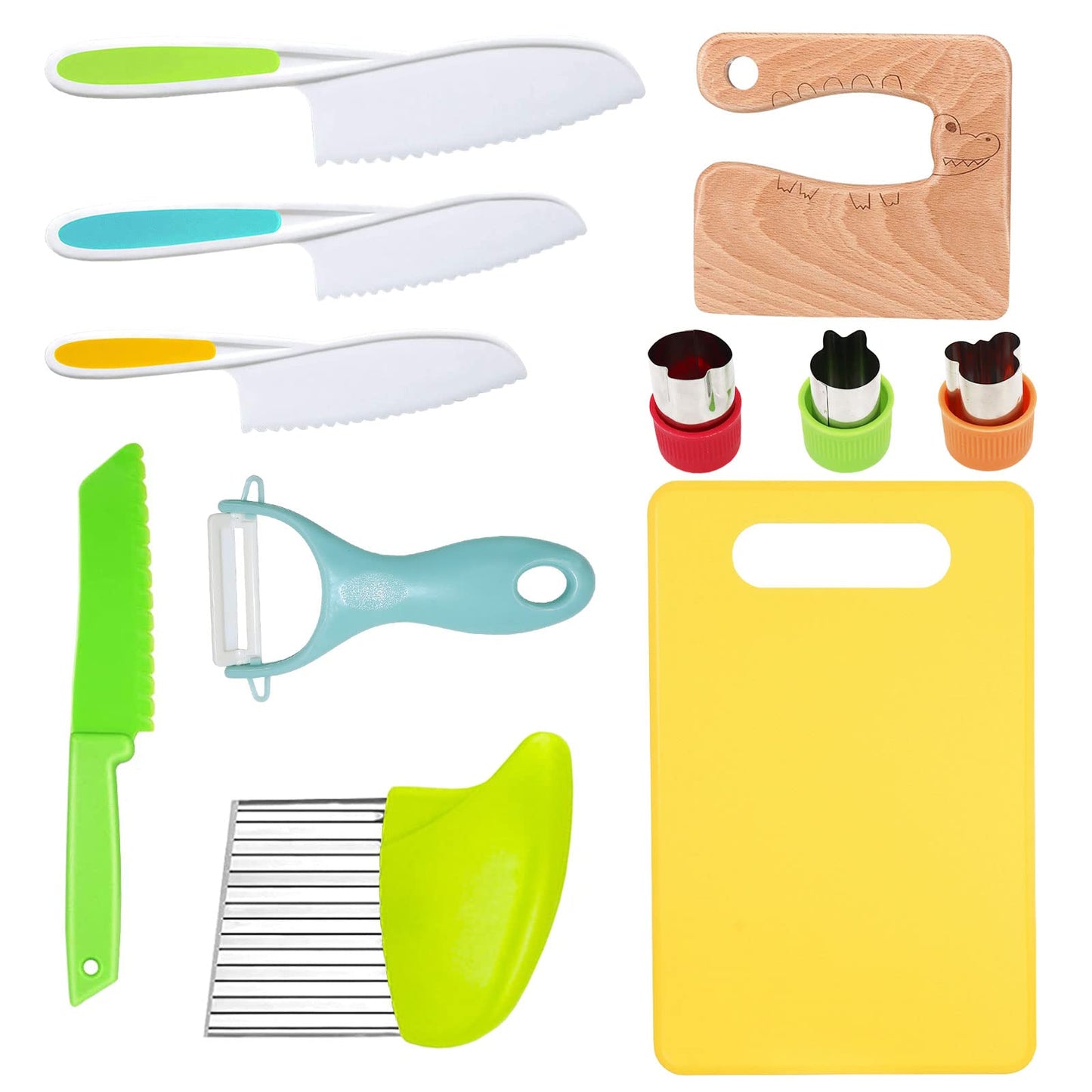 RISICULIS 11-Piece Wooden Kids Kitchen Knife Set – Safe, Montessori-Style Tools for Toddlers